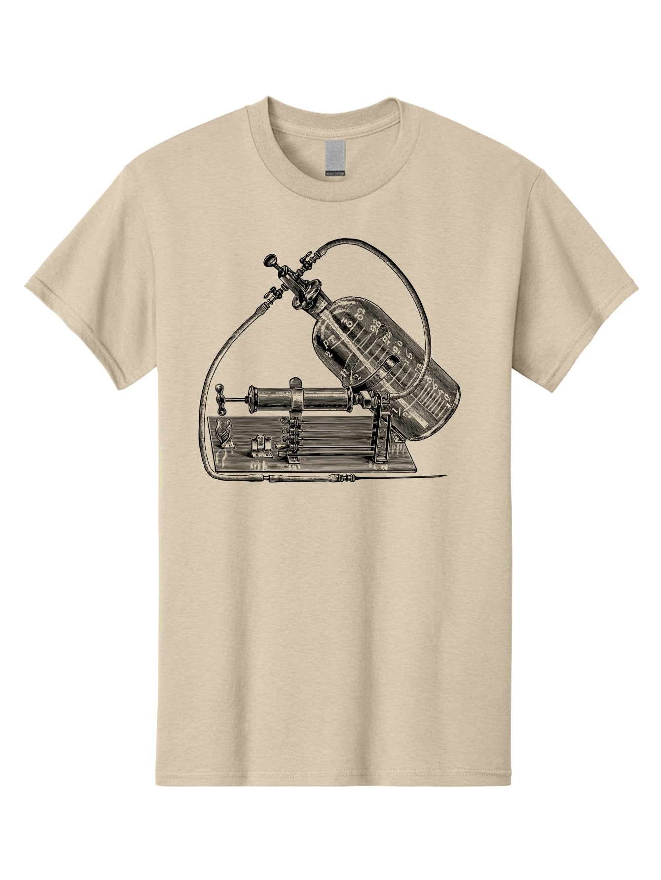 Gas-Pump Men'S Graphic Tee, 100% Cotton, Comfortable Casual Summer Wear, Machine Washable, Steam Engine, Industrial Machinery, Historical Equipment, Mechanical Device, Newcomen Engine, Steam Power, Industrial Revolution, Antique Technology, Aad600 15