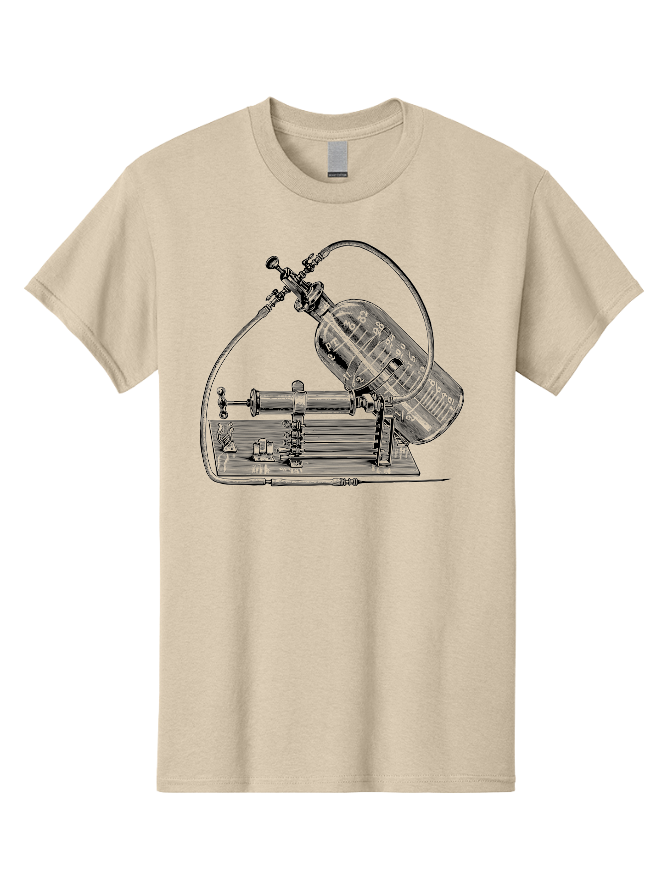 Gas-Pump Men'S Graphic Tee, 100% Cotton, Comfortable Casual Summer Wear, Machine Washable, Steam Engine, Industrial Machinery, Historical Equipment, Mechanical Device, Newcomen Engine, Steam Power, Industrial Revolution, Antique Technology, Aad600