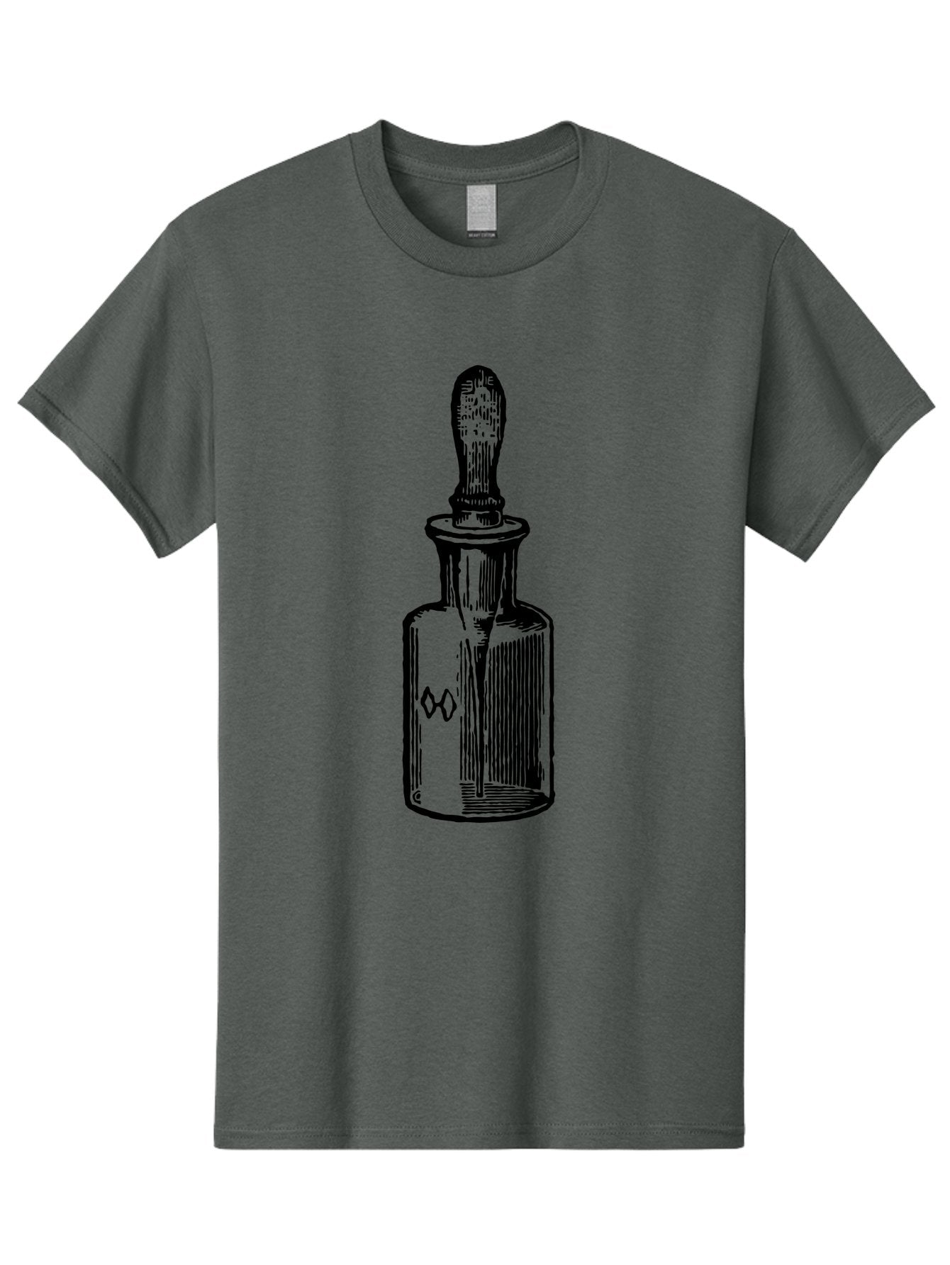 Glass-Bottle-Dropper Men'S Graphic Tee, 100% Cotton, Comfortable Casual Summer Wear, Machine Washable, Glass Bottle, Medicine Container, Vintage Apothecary, Stopper, Medical Equipment, Retro Pharmacy, Historical Medicine Aad602