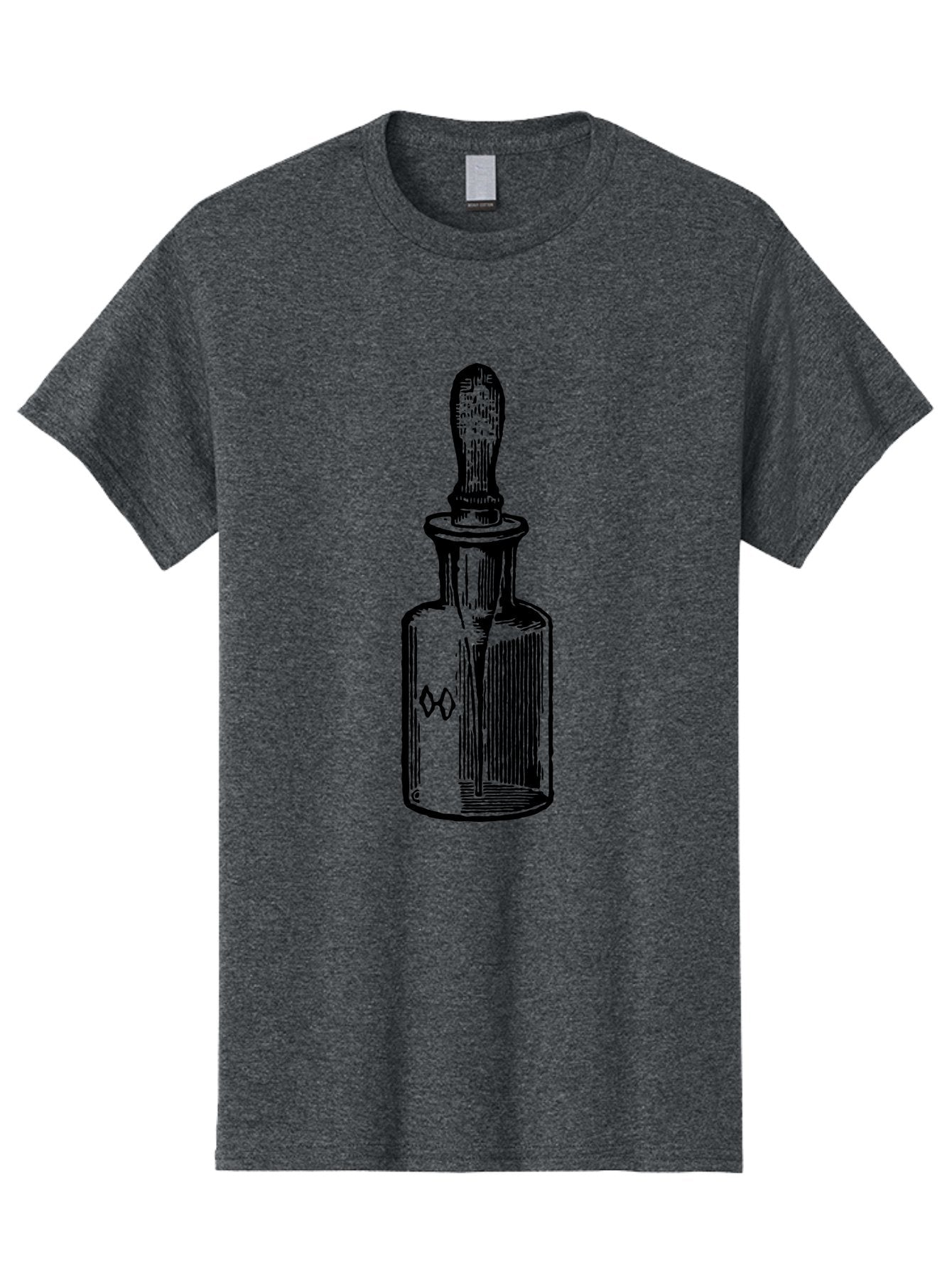 Glass-Bottle-Dropper Men'S Graphic Tee, 100% Cotton, Comfortable Casual Summer Wear, Machine Washable, Glass Bottle, Medicine Container, Vintage Apothecary, Stopper, Medical Equipment, Retro Pharmacy, Historical Medicine Aad602