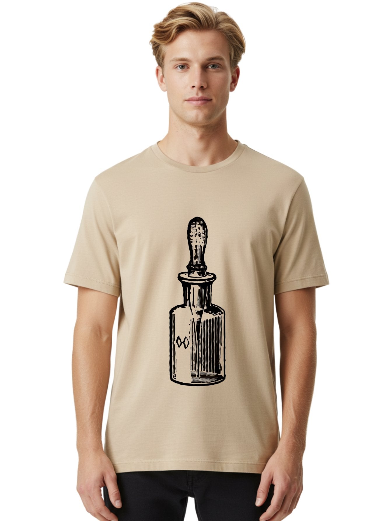 Glass-Bottle-Dropper Men'S Graphic Tee, 100% Cotton, Comfortable Casual Summer Wear, Machine Washable, Glass Bottle, Medicine Container, Vintage Apothecary, Stopper, Medical Equipment, Retro Pharmacy, Historical Medicine Aad602 18