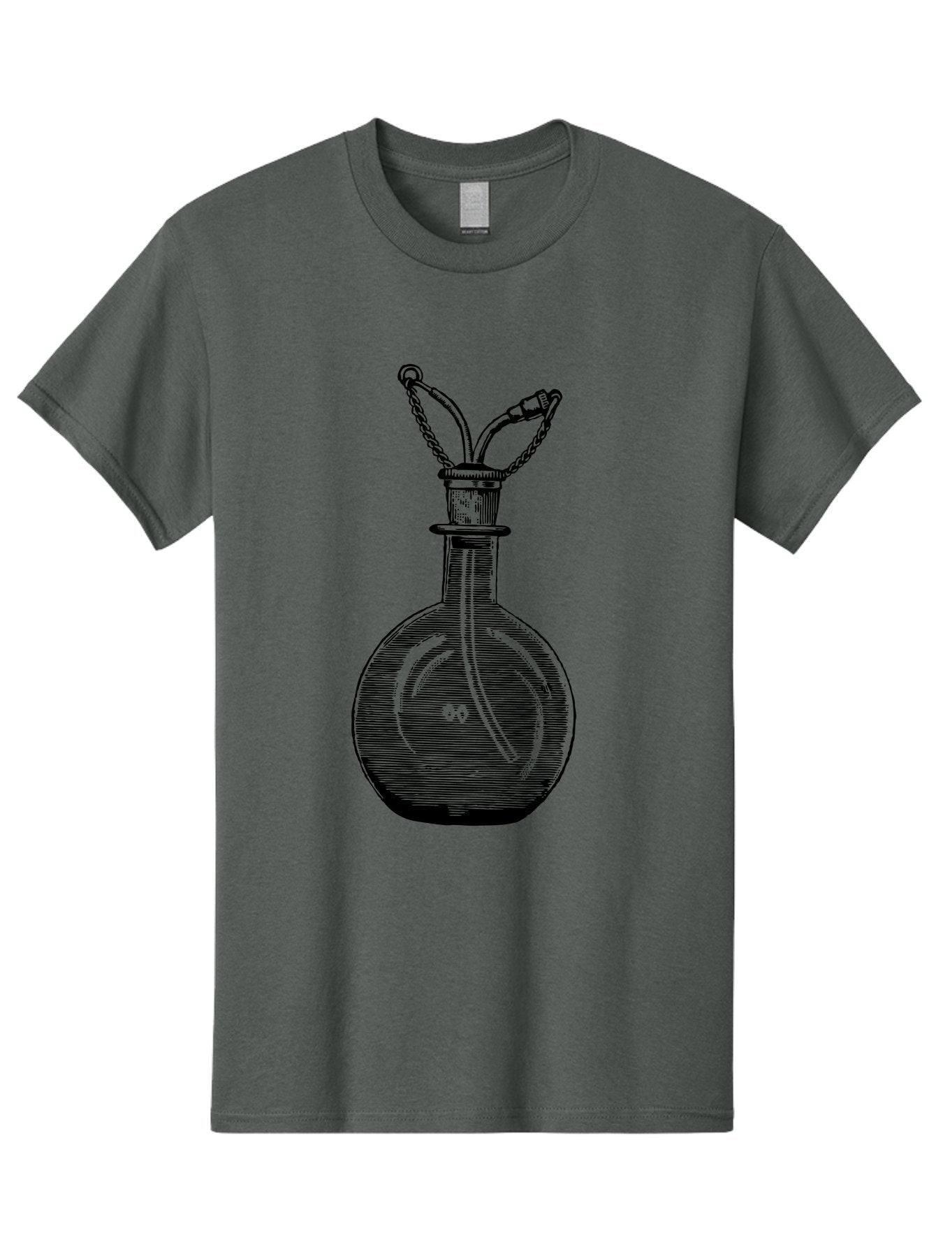 Glass-Bottle-With-Tube Men'S Graphic Tee, 100% Cotton, Comfortable Casual Summer Wear, Machine Washable, Vintage Laboratory Equipment, Scientific Glassware, Chemistry Lab, Experimental Apparatus, Antique Labware, Laboratory Flask, Aad603 11