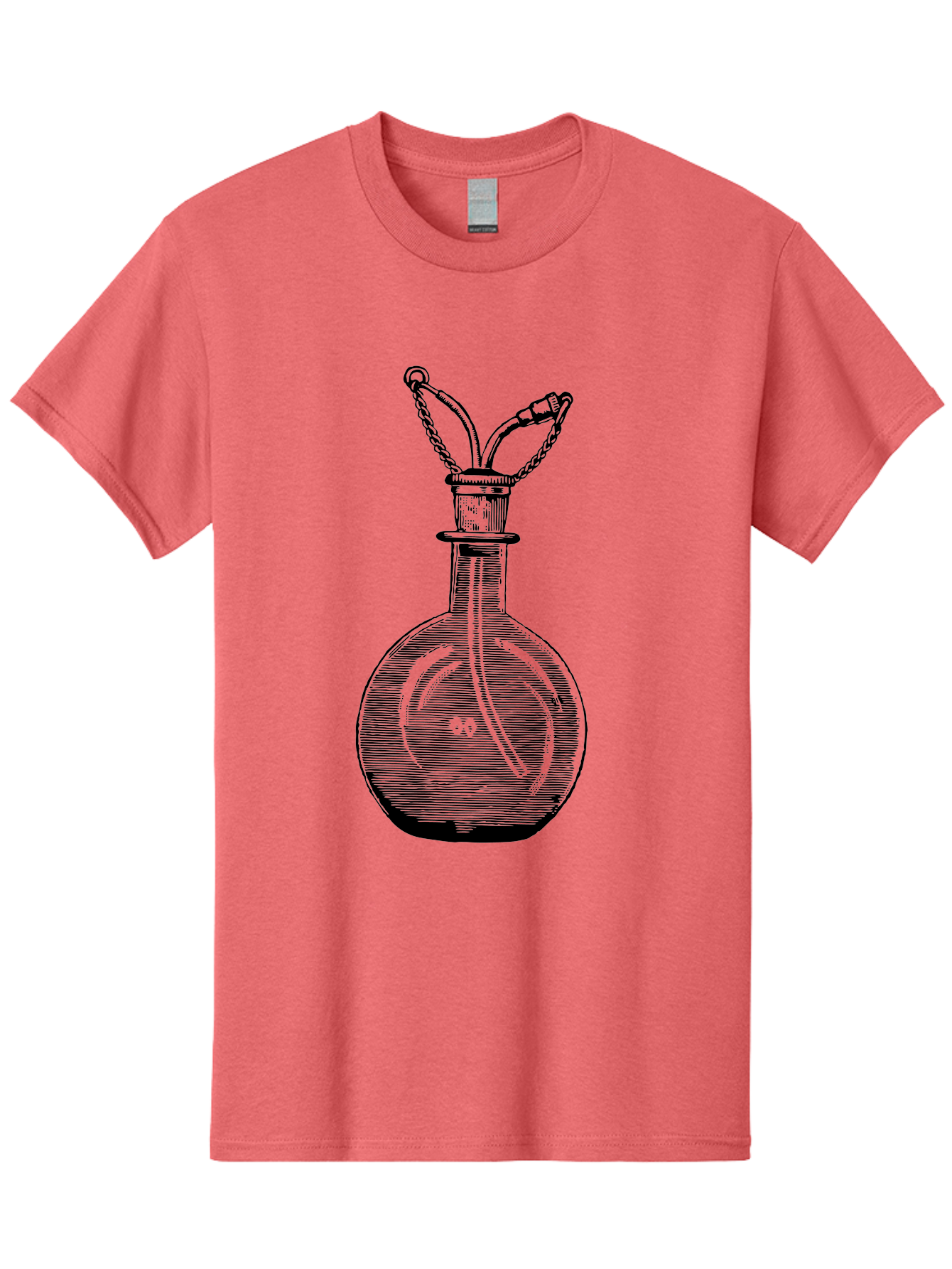 Glass-Bottle-With-Tube Men'S Graphic Tee, 100% Cotton, Comfortable Casual Summer Wear, Machine Washable, Vintage Laboratory Equipment, Scientific Glassware, Chemistry Lab, Experimental Apparatus, Antique Labware, Laboratory Flask, Aad603 13