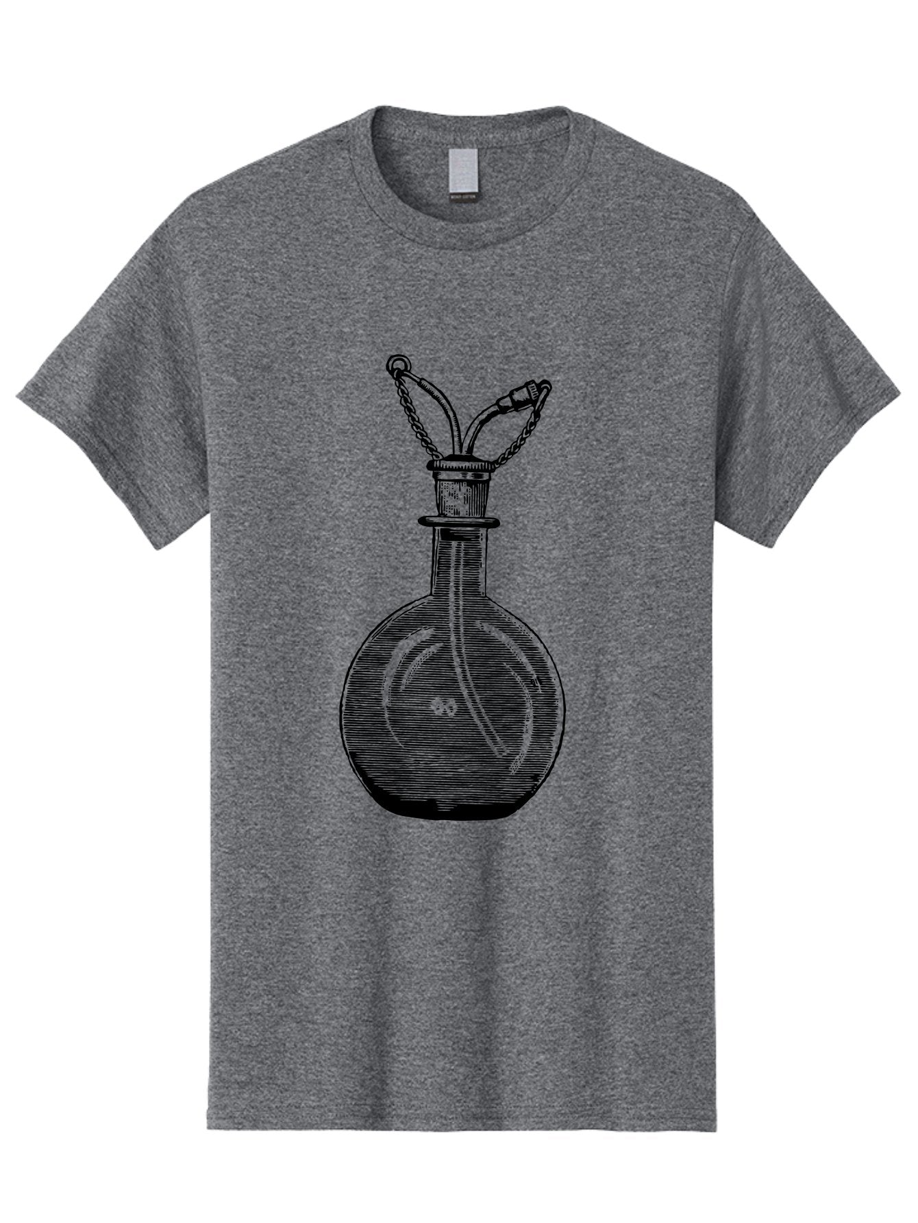 Glass-Bottle-With-Tube Men'S Graphic Tee, 100% Cotton, Comfortable Casual Summer Wear, Machine Washable, Vintage Laboratory Equipment, Scientific Glassware, Chemistry Lab, Experimental Apparatus, Antique Labware, Laboratory Flask, Aad603 3