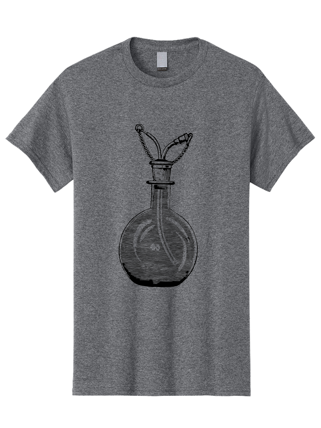 Glass-Bottle-With-Tube Men'S Graphic Tee, 100% Cotton, Comfortable Casual Summer Wear, Machine Washable, Vintage Laboratory Equipment, Scientific Glassware, Chemistry Lab, Experimental Apparatus, Antique Labware, Laboratory Flask, Aad603 17