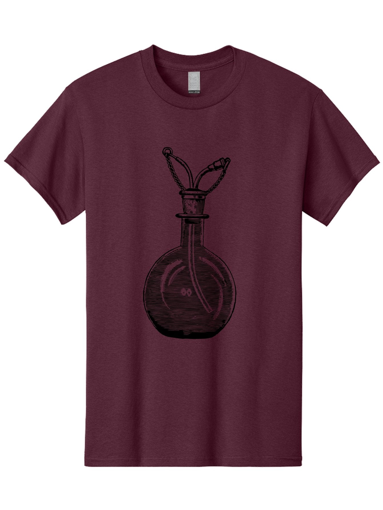 Glass-Bottle-With-Tube Men'S Graphic Tee, 100% Cotton, Comfortable Casual Summer Wear, Machine Washable, Vintage Laboratory Equipment, Scientific Glassware, Chemistry Lab, Experimental Apparatus, Antique Labware, Laboratory Flask, Aad603 4