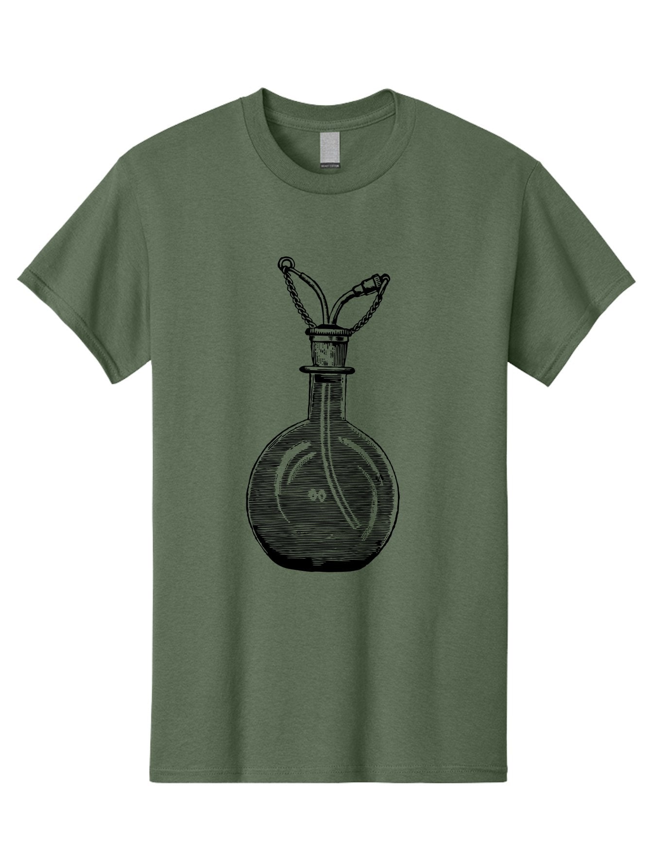 Glass-Bottle-With-Tube Men'S Graphic Tee, 100% Cotton, Comfortable Casual Summer Wear, Machine Washable, Vintage Laboratory Equipment, Scientific Glassware, Chemistry Lab, Experimental Apparatus, Antique Labware, Laboratory Flask, Aad603 8