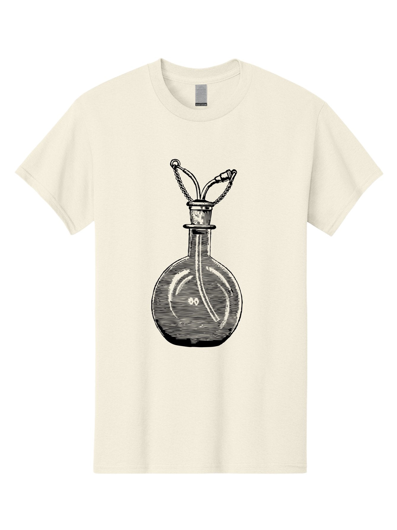 Glass-Bottle-With-Tube Men'S Graphic Tee, 100% Cotton, Comfortable Casual Summer Wear, Machine Washable, Vintage Laboratory Equipment, Scientific Glassware, Chemistry Lab, Experimental Apparatus, Antique Labware, Laboratory Flask, Aad603 5
