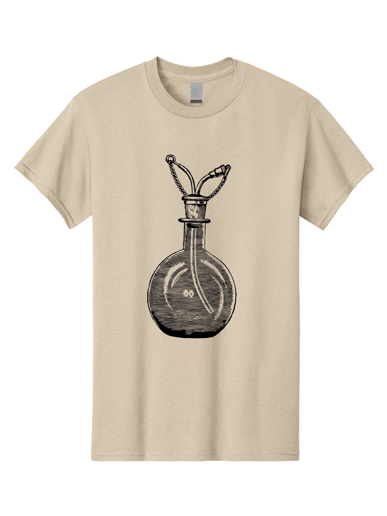Glass-Bottle-With-Tube Men'S Graphic Tee, 100% Cotton, Comfortable Casual Summer Wear, Machine Washable, Vintage Laboratory Equipment, Scientific Glassware, Chemistry Lab, Experimental Apparatus, Antique Labware, Laboratory Flask, Aad603 12
