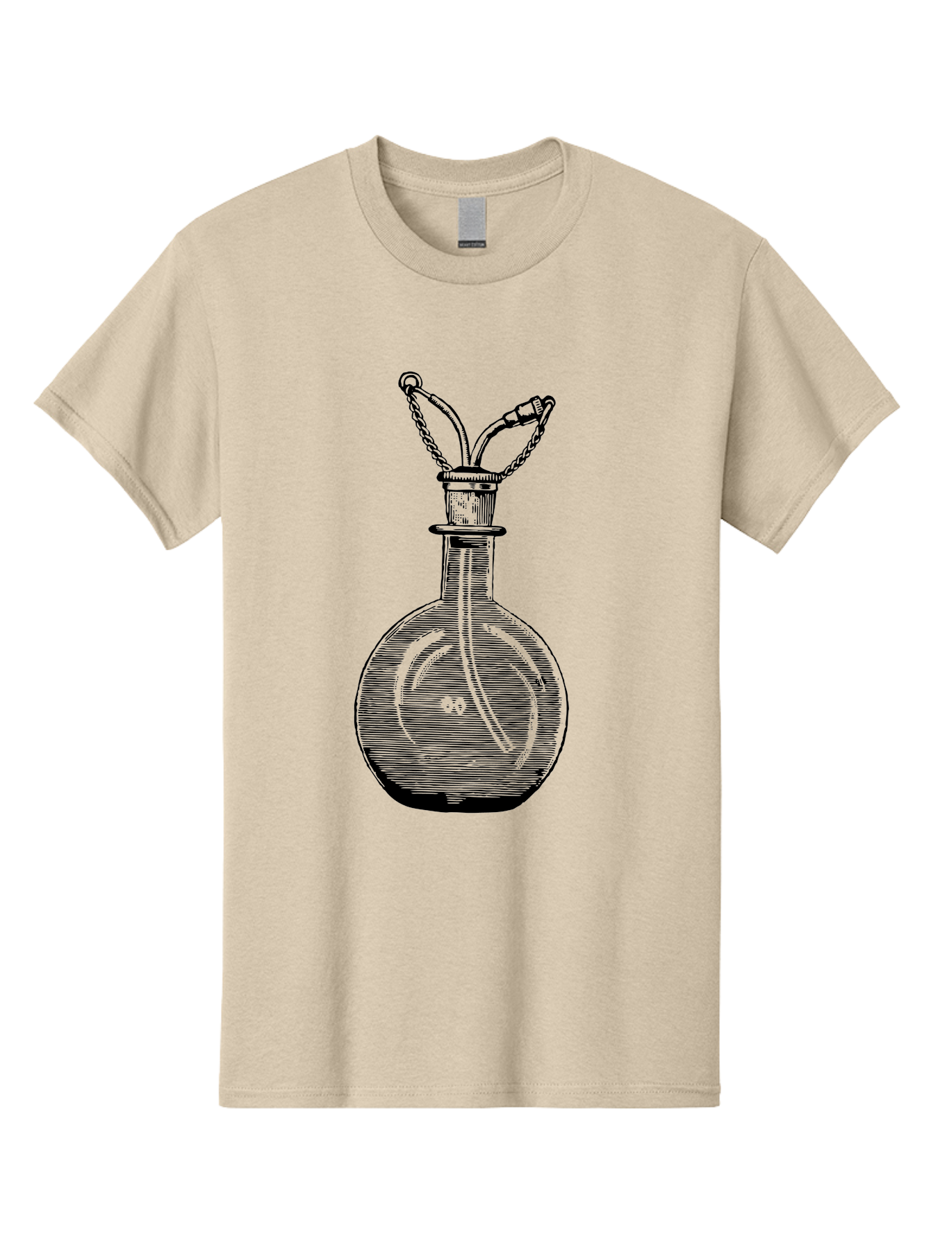 Glass-Bottle-With-Tube Men'S Graphic Tee, 100% Cotton, Comfortable Casual Summer Wear, Machine Washable, Vintage Laboratory Equipment, Scientific Glassware, Chemistry Lab, Experimental Apparatus, Antique Labware, Laboratory Flask, Aad603 5