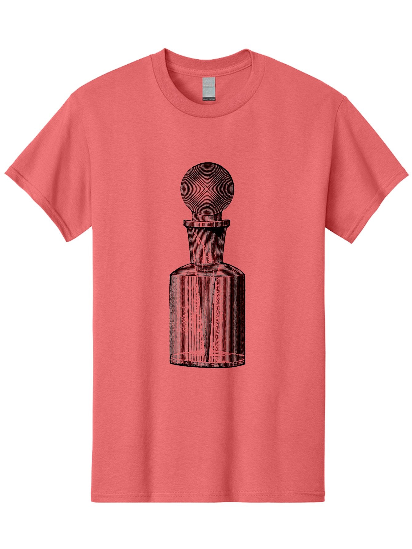 Glass-Bottle Men'S Graphic Tee, 100% Cotton, Comfortable Casual Summer Wear, Machine Washable, Vintage Bottle, Glass Stopper, Elegant Design, Luxury Packaging, Apothecary Jar, Decorative Container, Fine Glassware, Classic Style Aad604