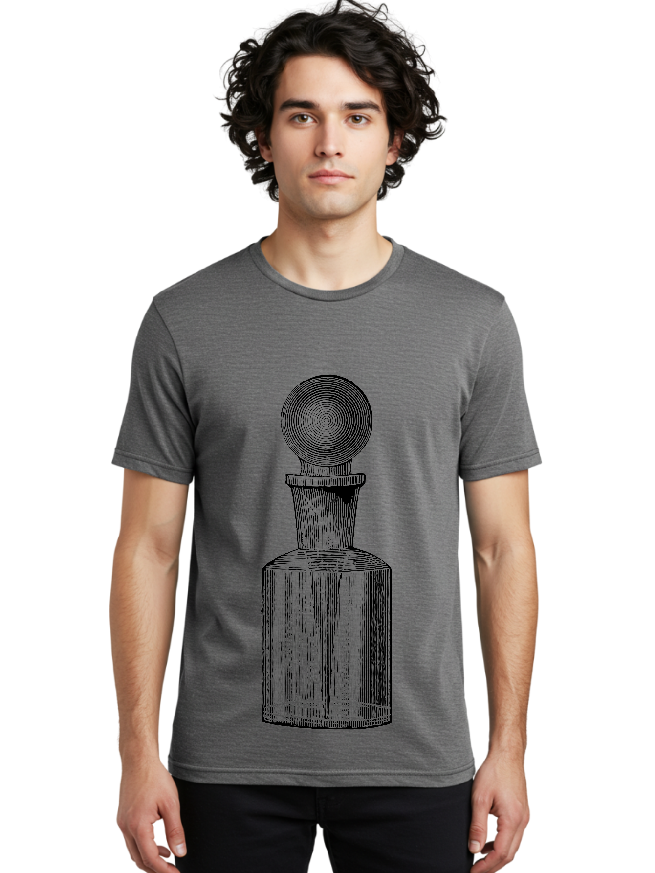 Glass-Bottle Men'S Graphic Tee, 100% Cotton, Comfortable Casual Summer Wear, Machine Washable, Vintage Bottle, Glass Stopper, Elegant Design, Luxury Packaging, Apothecary Jar, Decorative Container, Fine Glassware, Classic Style Aad604 16