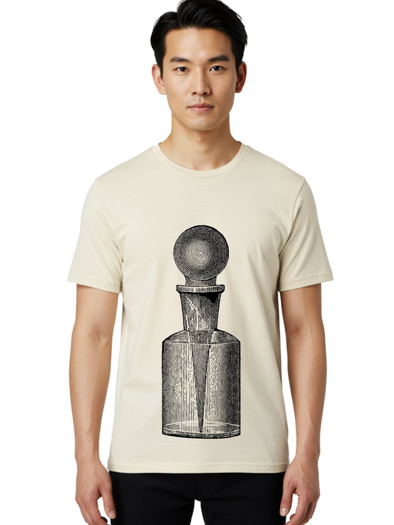 Glass-Bottle Men'S Graphic Tee, 100% Cotton, Comfortable Casual Summer Wear, Machine Washable, Vintage Bottle, Glass Stopper, Elegant Design, Luxury Packaging, Apothecary Jar, Decorative Container, Fine Glassware, Classic Style Aad604 20