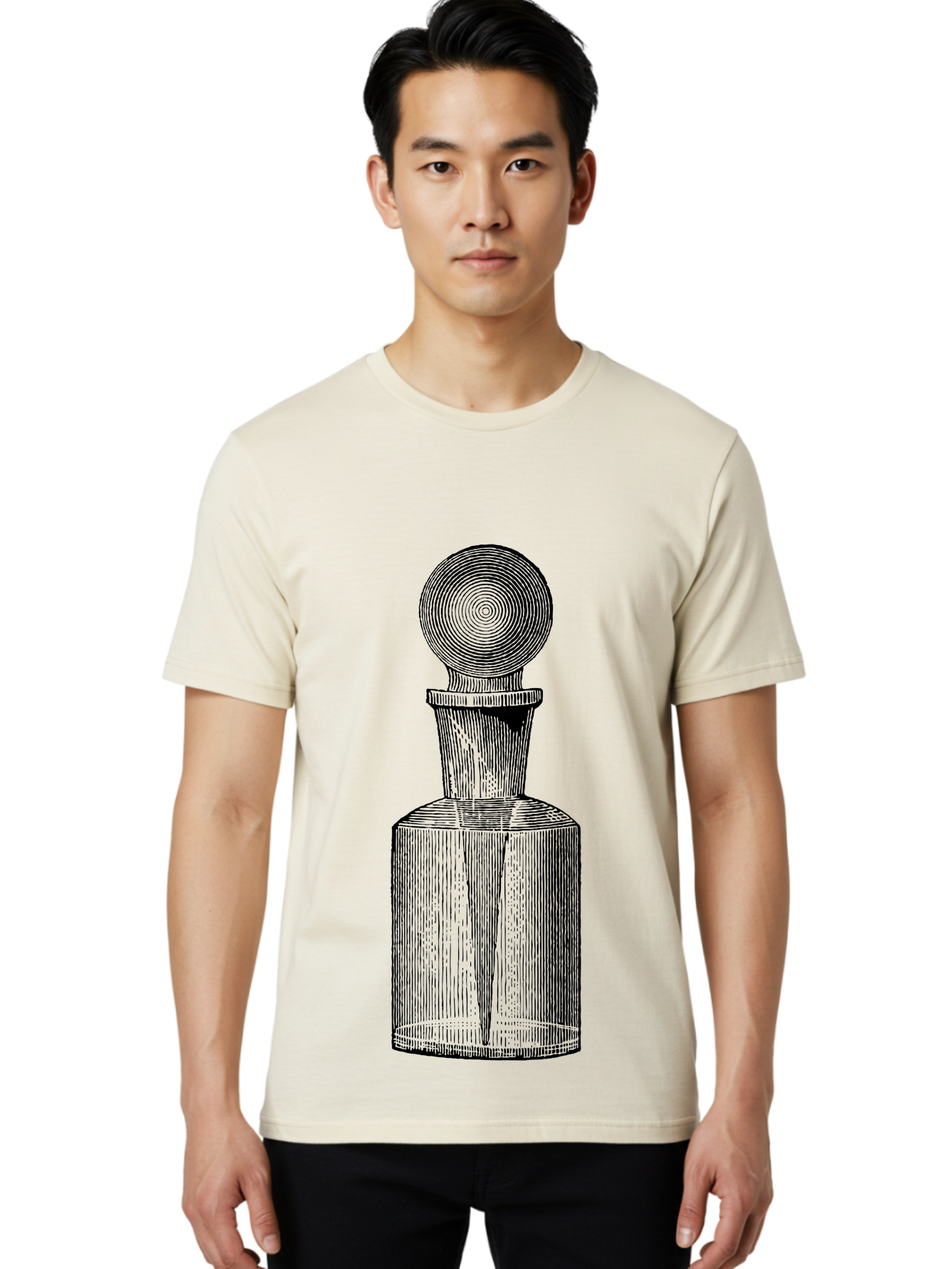 Glass-Bottle Men'S Graphic Tee, 100% Cotton, Comfortable Casual Summer Wear, Machine Washable, Vintage Bottle, Glass Stopper, Elegant Design, Luxury Packaging, Apothecary Jar, Decorative Container, Fine Glassware, Classic Style Aad604 30
