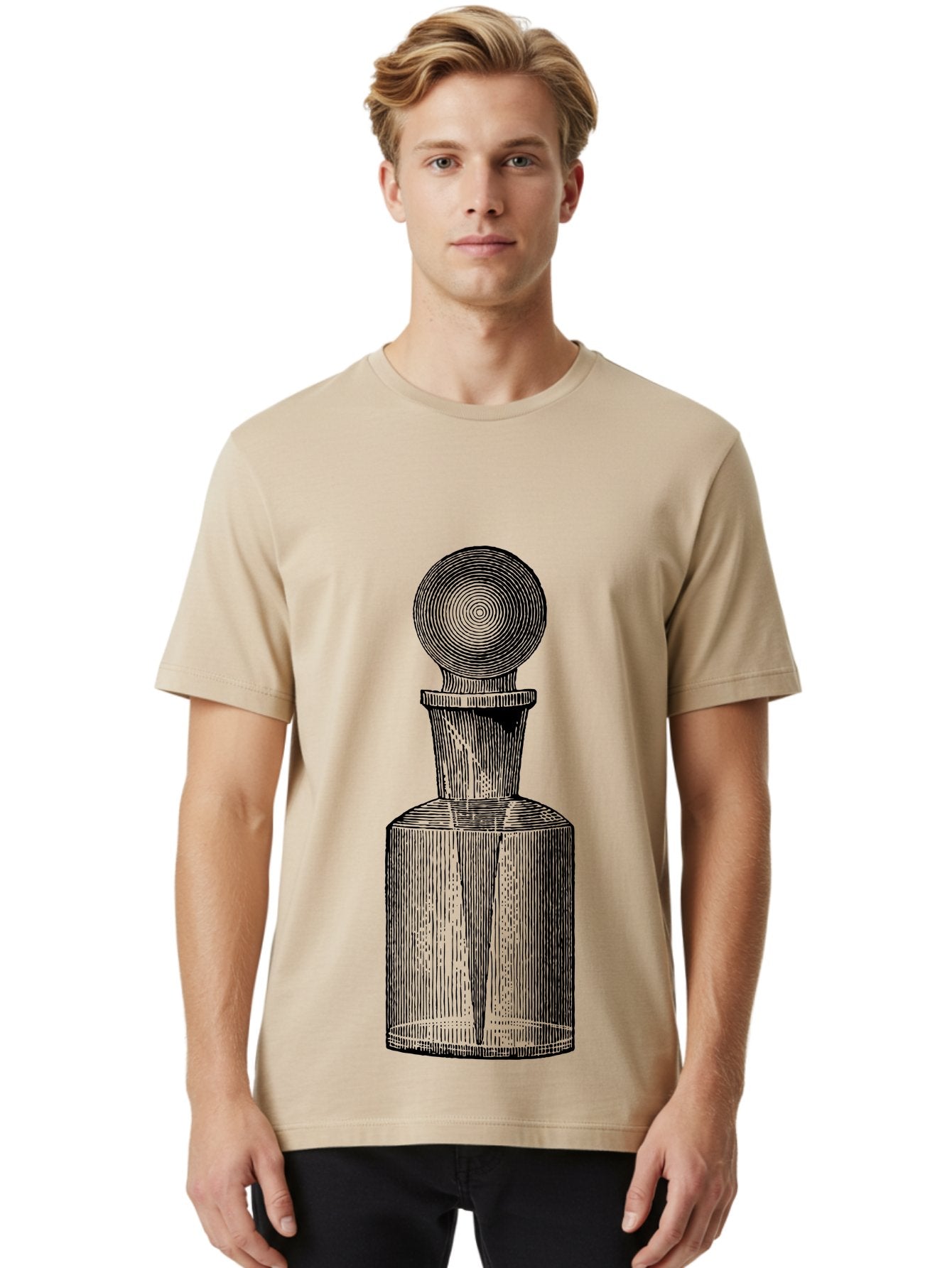 Glass-Bottle Men'S Graphic Tee, 100% Cotton, Comfortable Casual Summer Wear, Machine Washable, Vintage Bottle, Glass Stopper, Elegant Design, Luxury Packaging, Apothecary Jar, Decorative Container, Fine Glassware, Classic Style Aad604 17