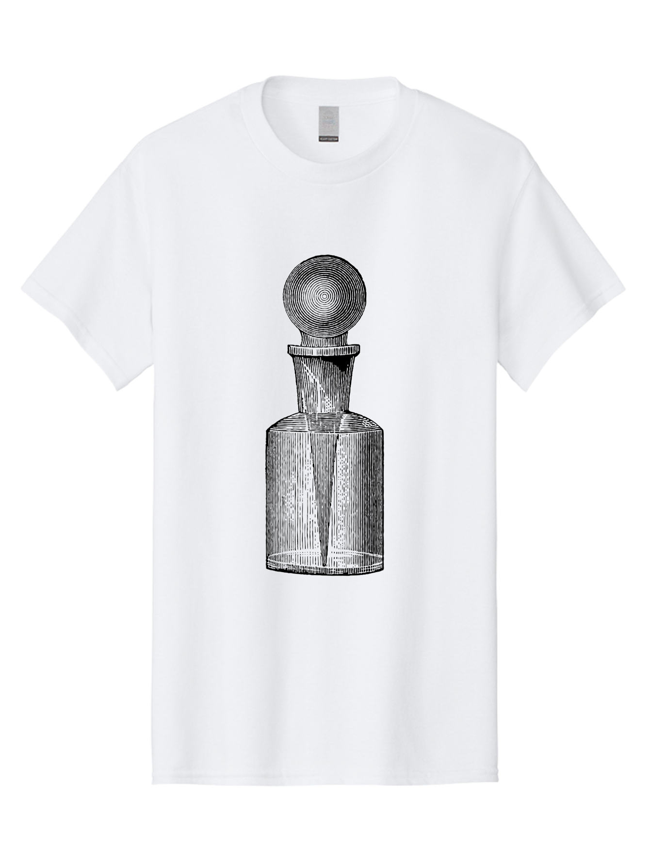 Glass-Bottle Men'S Graphic Tee, 100% Cotton, Comfortable Casual Summer Wear, Machine Washable, Vintage Bottle, Glass Stopper, Elegant Design, Luxury Packaging, Apothecary Jar, Decorative Container, Fine Glassware, Classic Style Aad604