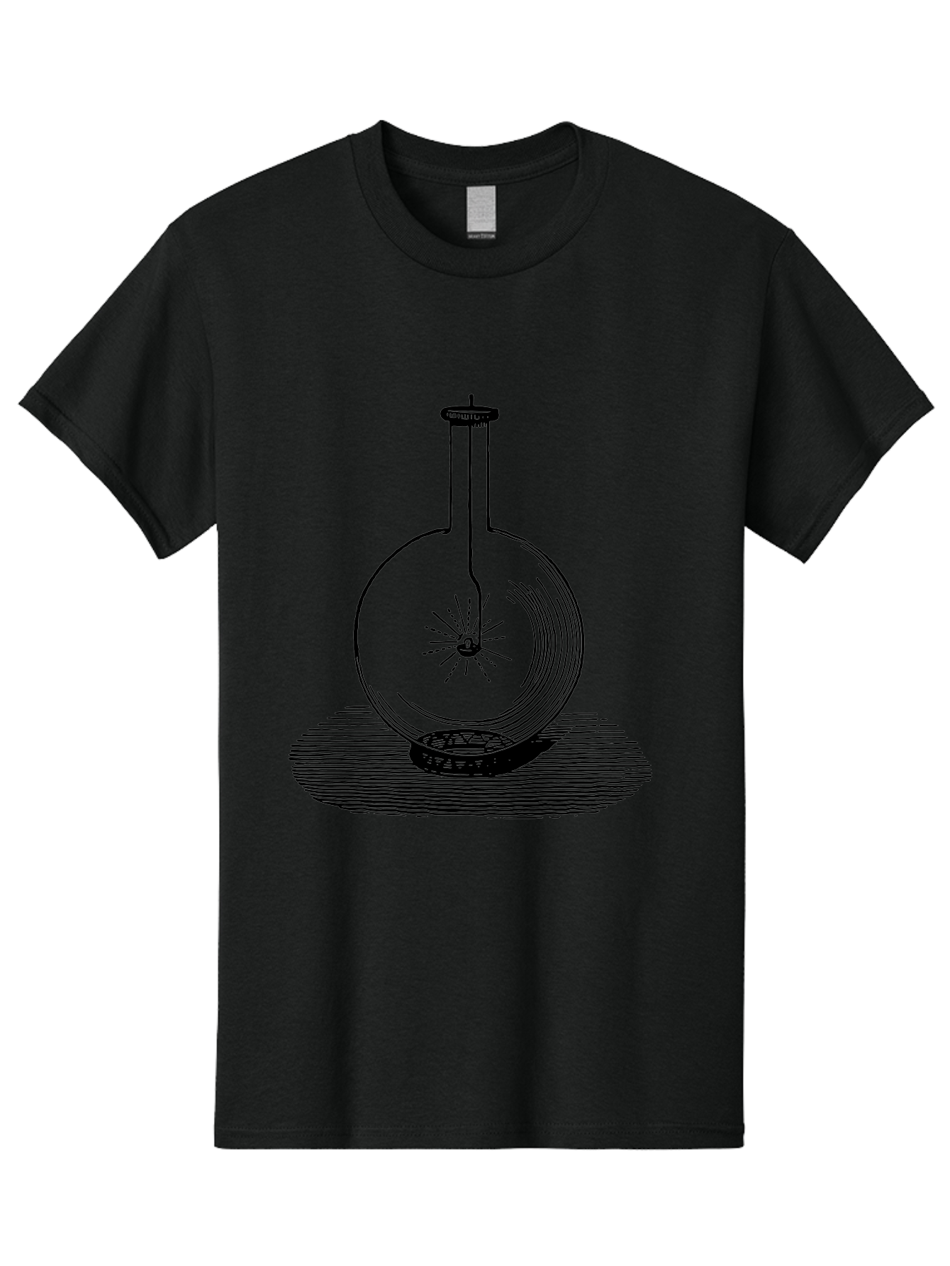 Glass-Flask-1 Men'S Graphic Tee, 100% Cotton, Comfortable Casual Summer Wear, Machine Washable, Cathode Ray Tube, Crookes Tube, Vacuum Tube, Experimental Apparatus, Scientific Equipment, Black And White Illustration, Vintage Style, Aad605 9