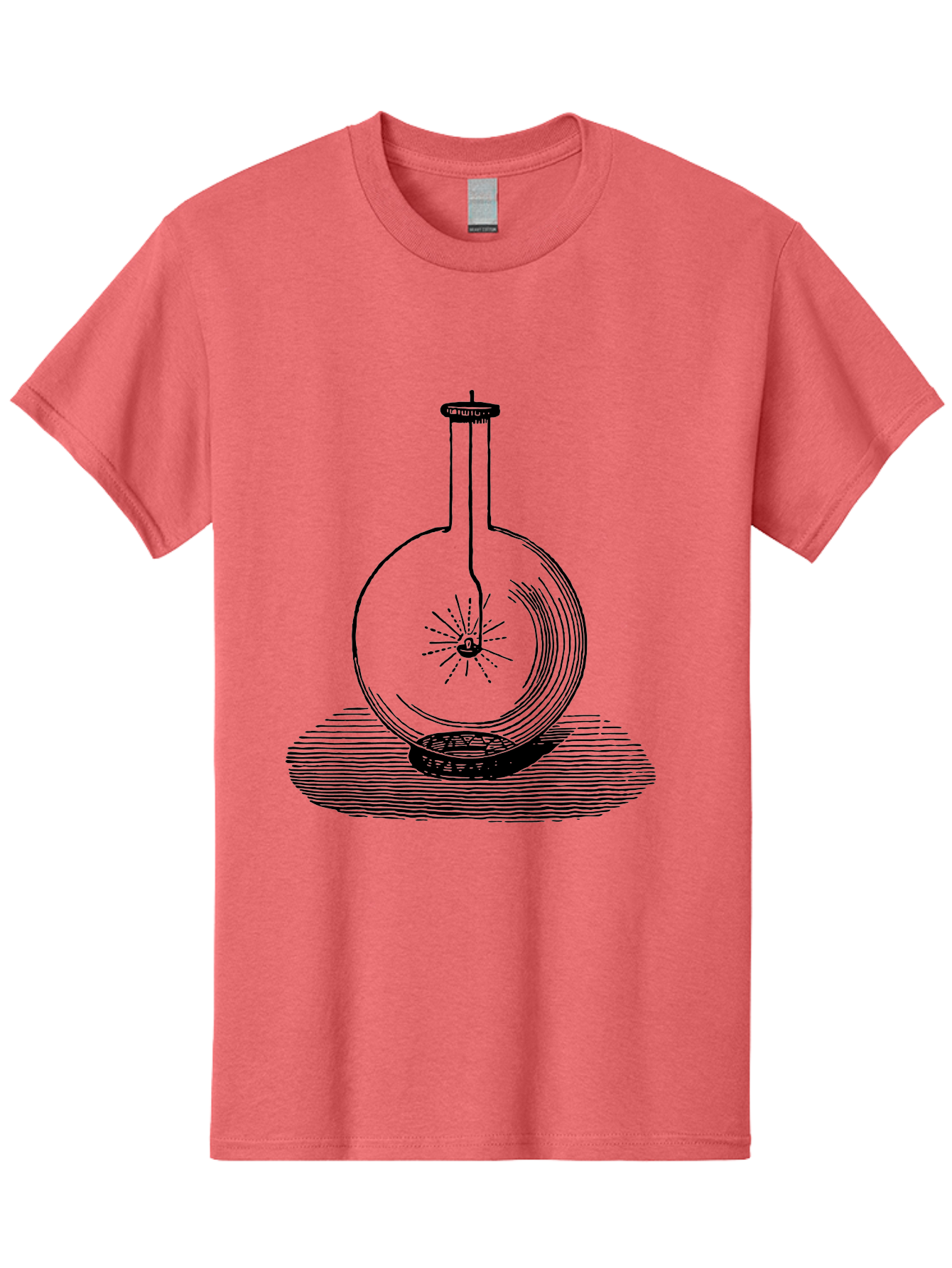 Glass-Flask-1 Men'S Graphic Tee, 100% Cotton, Comfortable Casual Summer Wear, Machine Washable, Cathode Ray Tube, Crookes Tube, Vacuum Tube, Experimental Apparatus, Scientific Equipment, Black And White Illustration, Vintage Style, Aad605 13