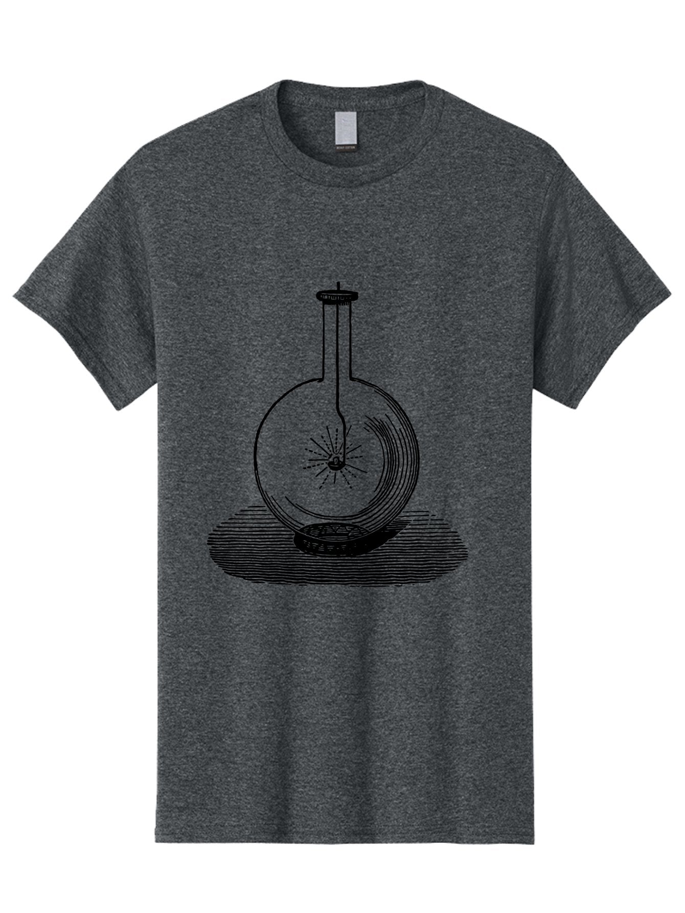 Glass-Flask-1 Men'S Graphic Tee, 100% Cotton, Comfortable Casual Summer Wear, Machine Washable, Cathode Ray Tube, Crookes Tube, Vacuum Tube, Experimental Apparatus, Scientific Equipment, Black And White Illustration, Vintage Style, Aad605 8