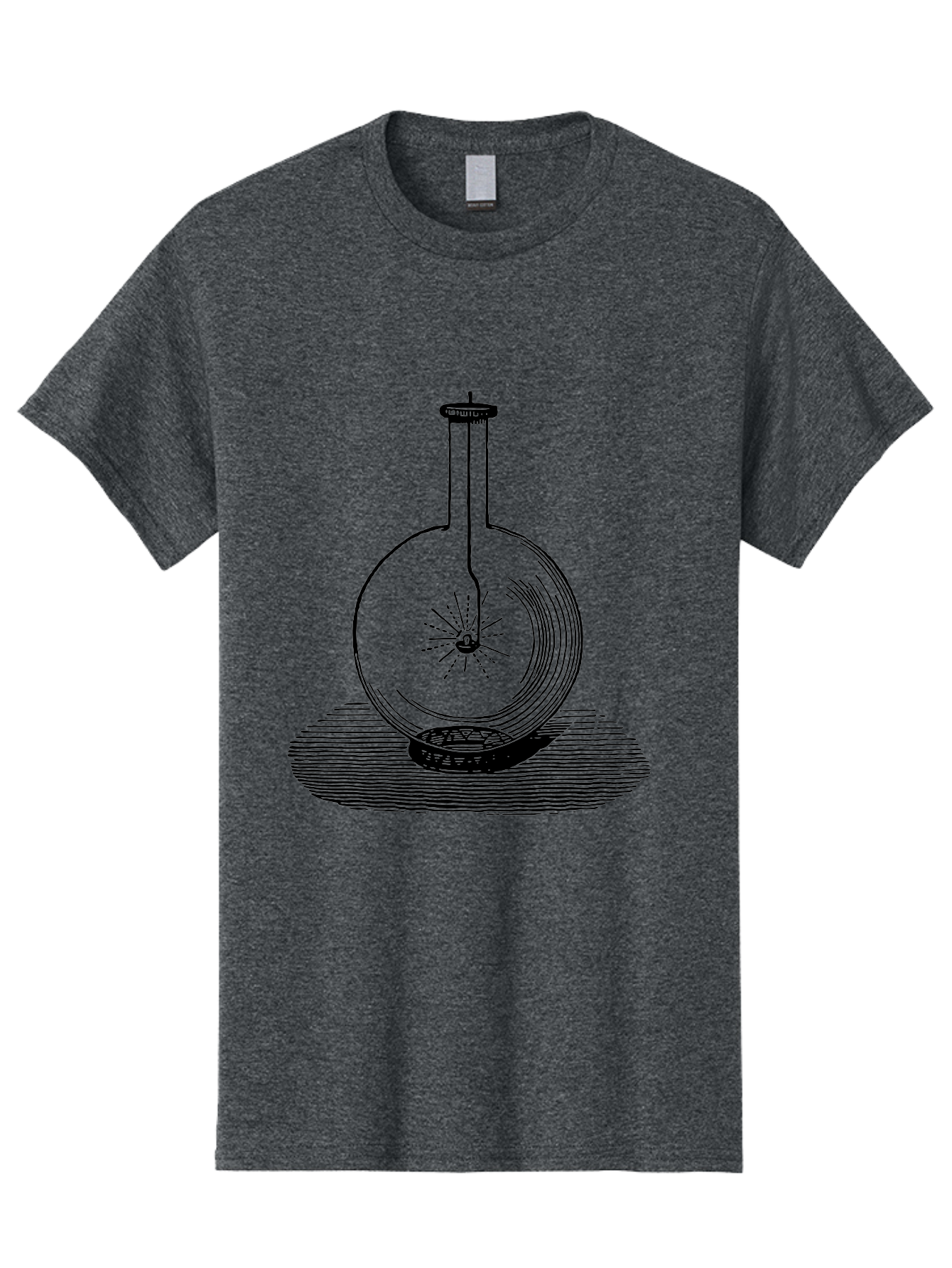 Glass-Flask-1 Men'S Graphic Tee, 100% Cotton, Comfortable Casual Summer Wear, Machine Washable, Cathode Ray Tube, Crookes Tube, Vacuum Tube, Experimental Apparatus, Scientific Equipment, Black And White Illustration, Vintage Style, Aad605 11