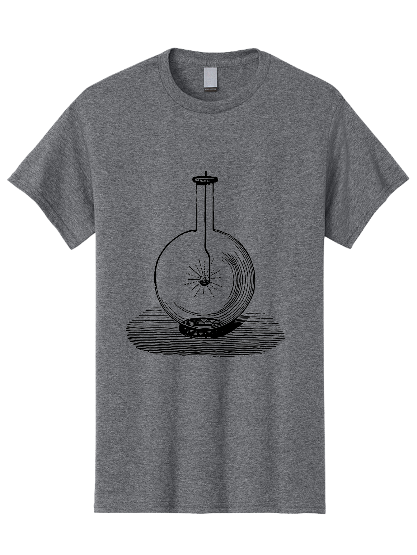 Glass-Flask-1 Men'S Graphic Tee, 100% Cotton, Comfortable Casual Summer Wear, Machine Washable, Cathode Ray Tube, Crookes Tube, Vacuum Tube, Experimental Apparatus, Scientific Equipment, Black And White Illustration, Vintage Style, Aad605 29