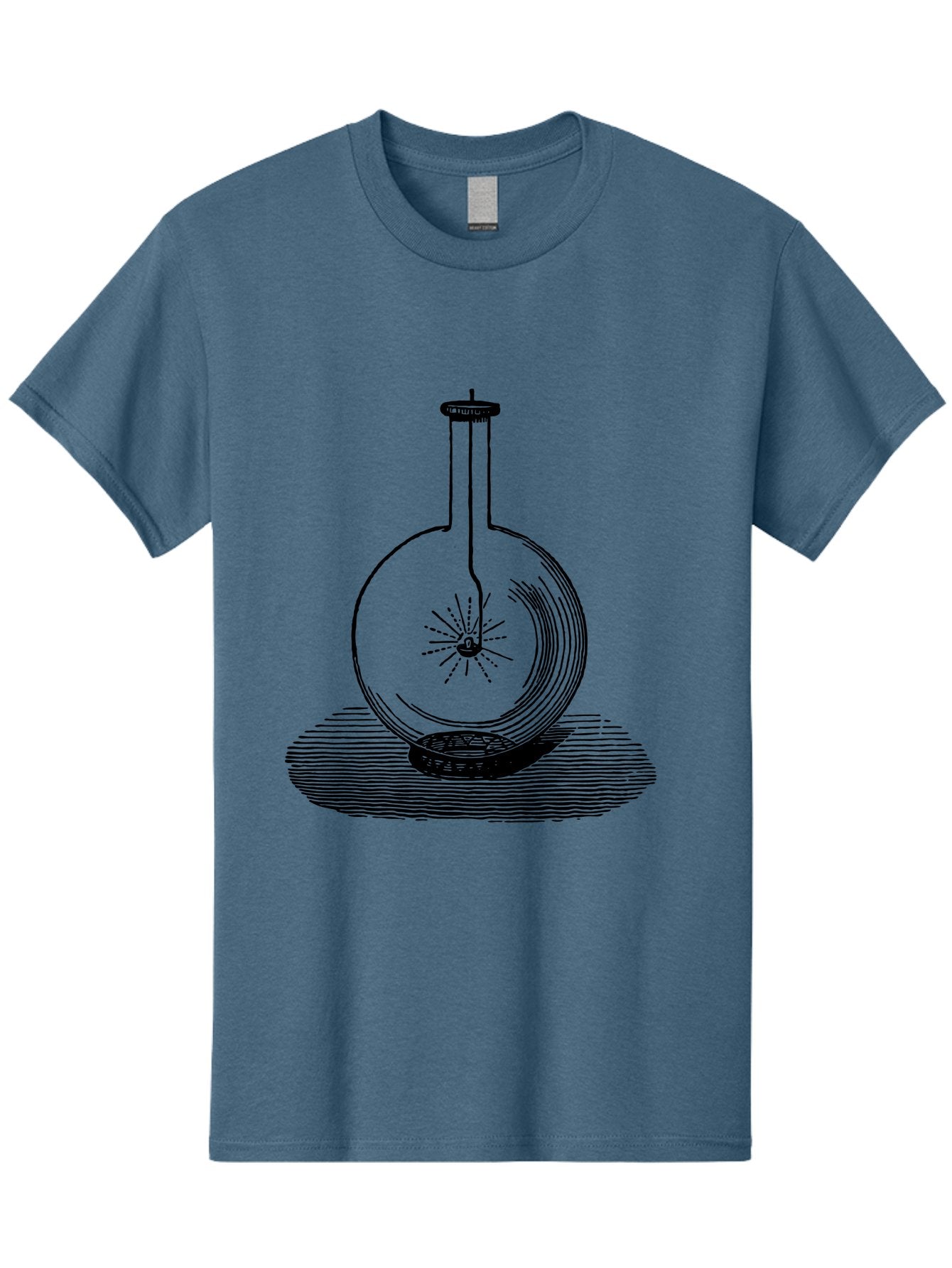 Glass-Flask-1 Men'S Graphic Tee, 100% Cotton, Comfortable Casual Summer Wear, Machine Washable, Cathode Ray Tube, Crookes Tube, Vacuum Tube, Experimental Apparatus, Scientific Equipment, Black And White Illustration, Vintage Style, Aad605 15