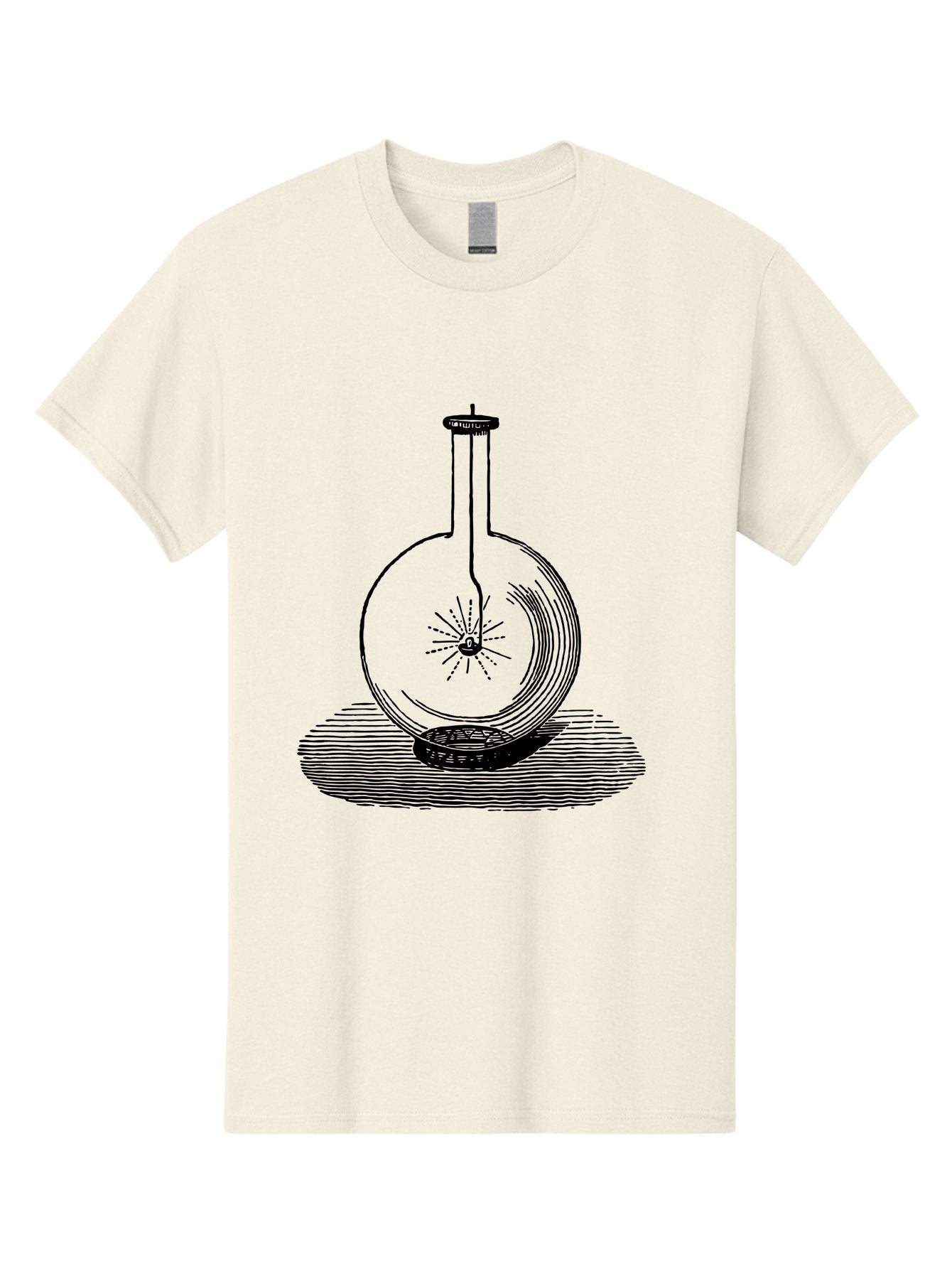 Glass-Flask-1 Men'S Graphic Tee, 100% Cotton, Comfortable Casual Summer Wear, Machine Washable, Cathode Ray Tube, Crookes Tube, Vacuum Tube, Experimental Apparatus, Scientific Equipment, Black And White Illustration, Vintage Style, Aad605 11