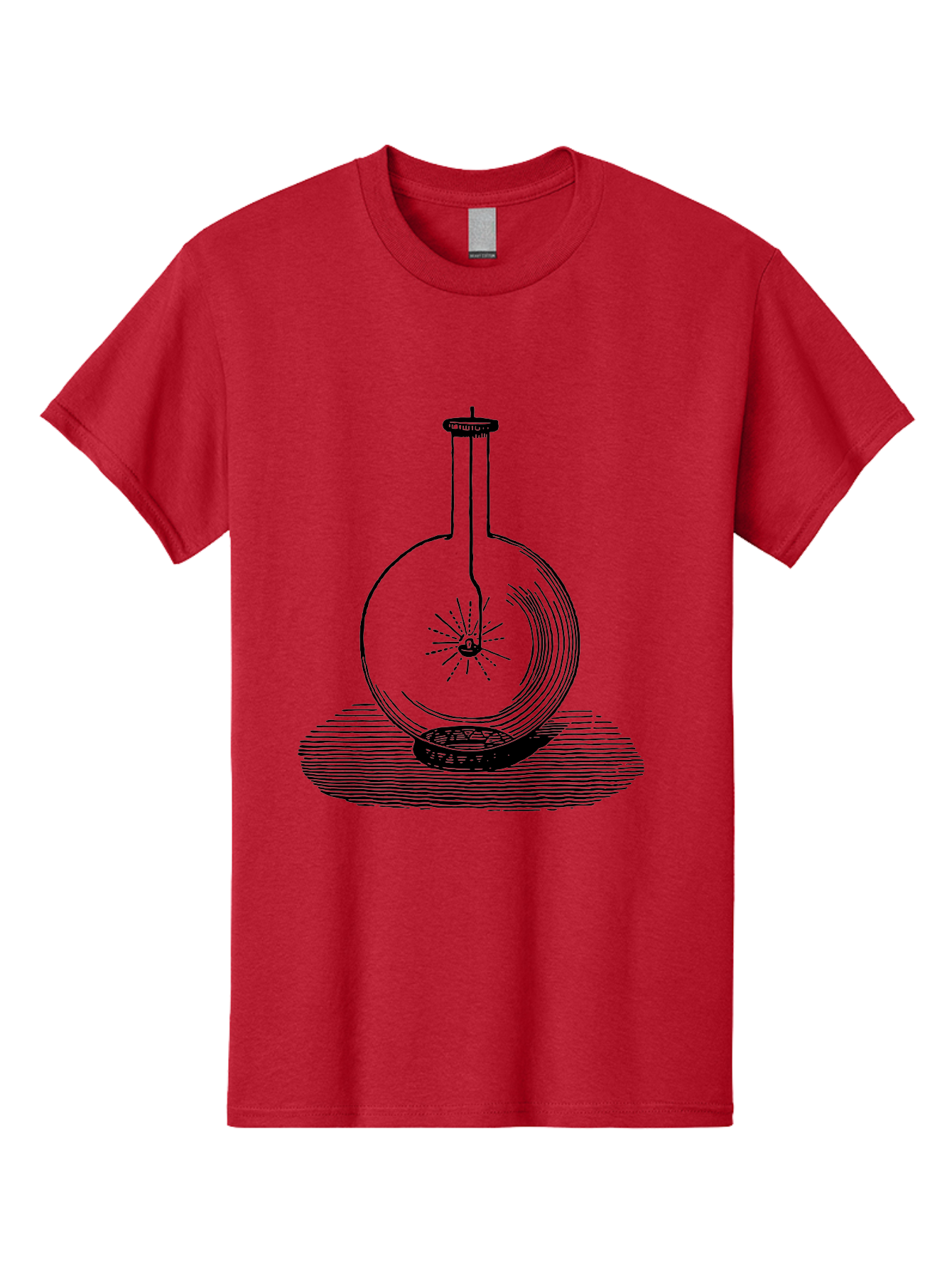 Glass-Flask-1 Men'S Graphic Tee, 100% Cotton, Comfortable Casual Summer Wear, Machine Washable, Cathode Ray Tube, Crookes Tube, Vacuum Tube, Experimental Apparatus, Scientific Equipment, Black And White Illustration, Vintage Style, Aad605 3