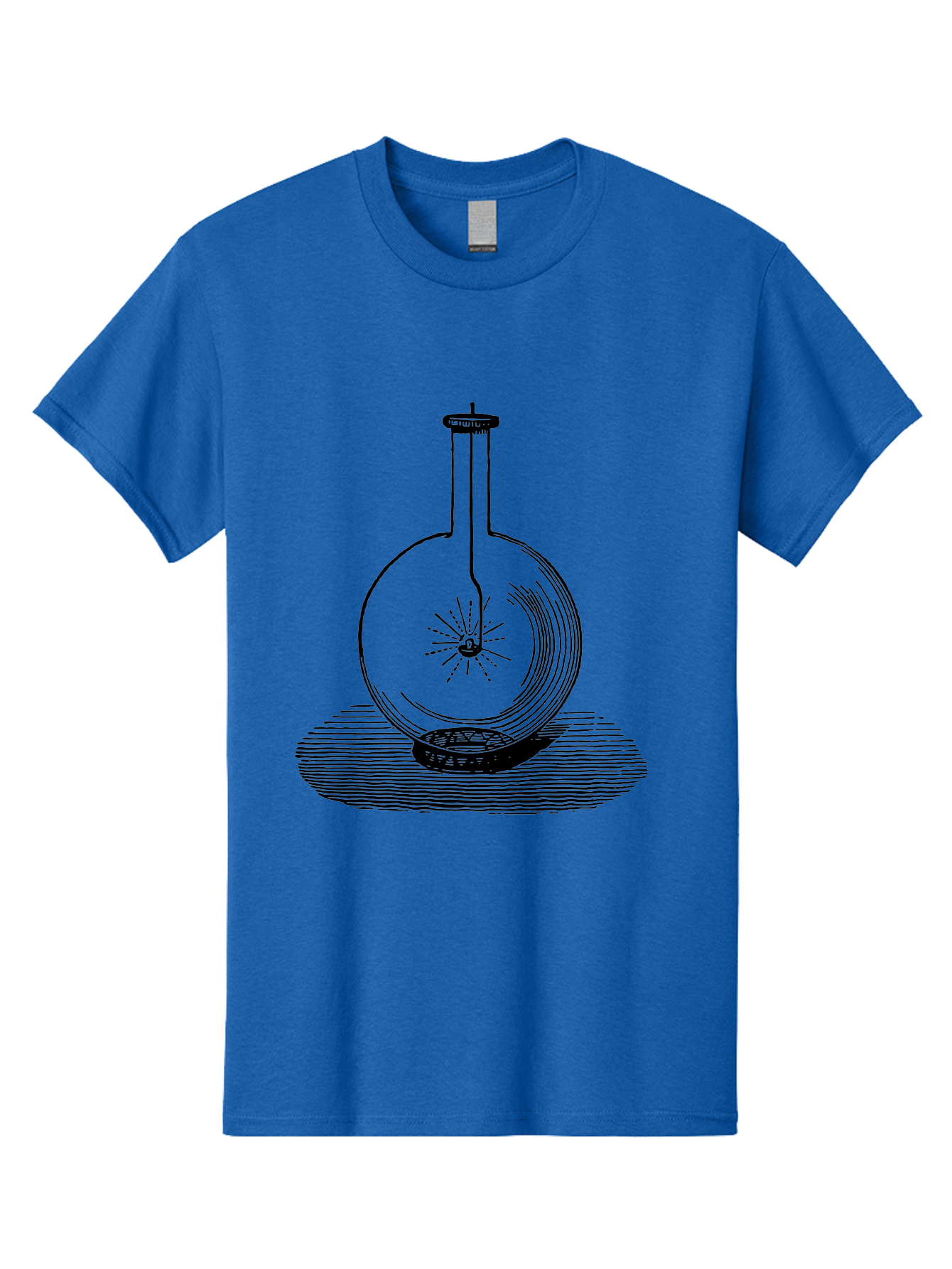 Glass-Flask-1 Men'S Graphic Tee, 100% Cotton, Comfortable Casual Summer Wear, Machine Washable, Cathode Ray Tube, Crookes Tube, Vacuum Tube, Experimental Apparatus, Scientific Equipment, Black And White Illustration, Vintage Style, Aad605 23