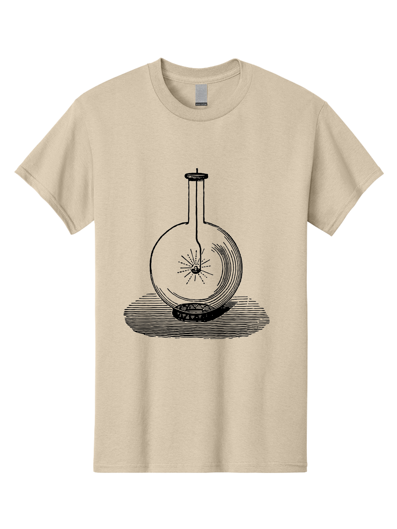 Glass-Flask-1 Men'S Graphic Tee, 100% Cotton, Comfortable Casual Summer Wear, Machine Washable, Cathode Ray Tube, Crookes Tube, Vacuum Tube, Experimental Apparatus, Scientific Equipment, Black And White Illustration, Vintage Style, Aad605 19