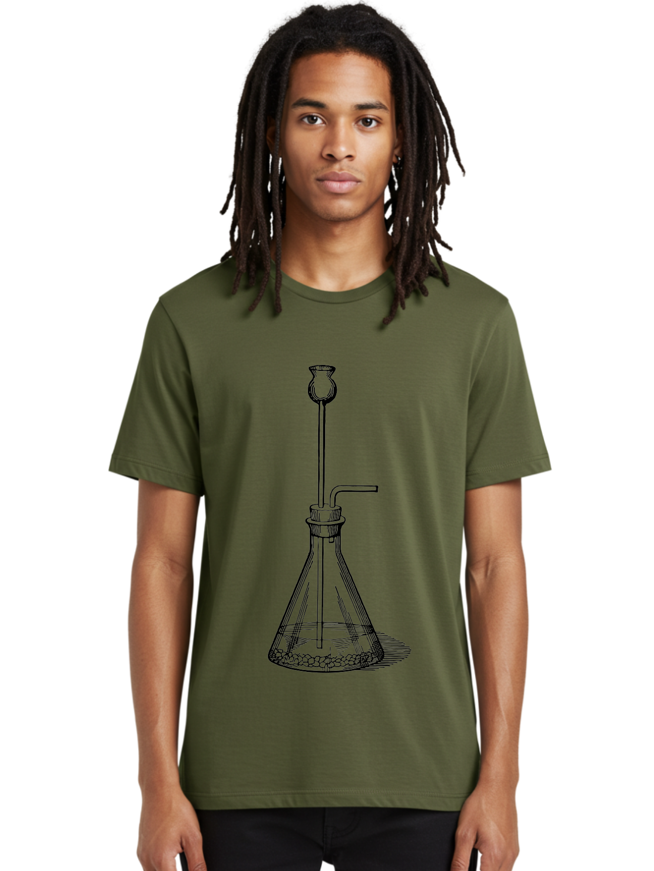 Glass-Flask Men'S Graphic Tee, 100% Cotton, Comfortable Casual Summer Wear, Machine Washable, Laboratory Equipment, Chemistry Setup, Gas Generation, Kipp'S Apparatus, Scientific Instrument, Chemistry Lab, Experimental Setup, Chemical Reaction Aad606