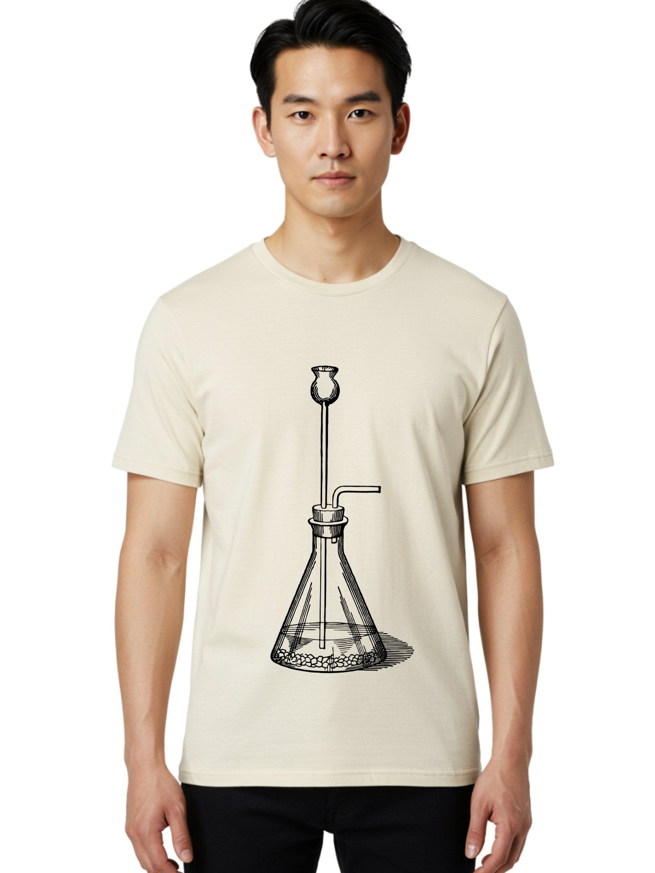 Glass-Flask Men'S Graphic Tee, 100% Cotton, Comfortable Casual Summer Wear, Machine Washable, Laboratory Equipment, Chemistry Setup, Gas Generation, Kipp'S Apparatus, Scientific Instrument, Chemistry Lab, Experimental Setup, Chemical Reaction Aad606 20