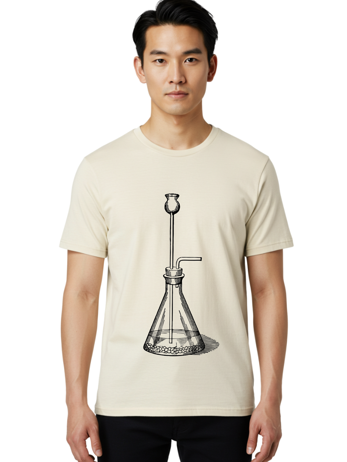 Glass-Flask Men'S Graphic Tee, 100% Cotton, Comfortable Casual Summer Wear, Machine Washable, Laboratory Equipment, Chemistry Setup, Gas Generation, Kipp'S Apparatus, Scientific Instrument, Chemistry Lab, Experimental Setup, Chemical Reaction Aad606 30
