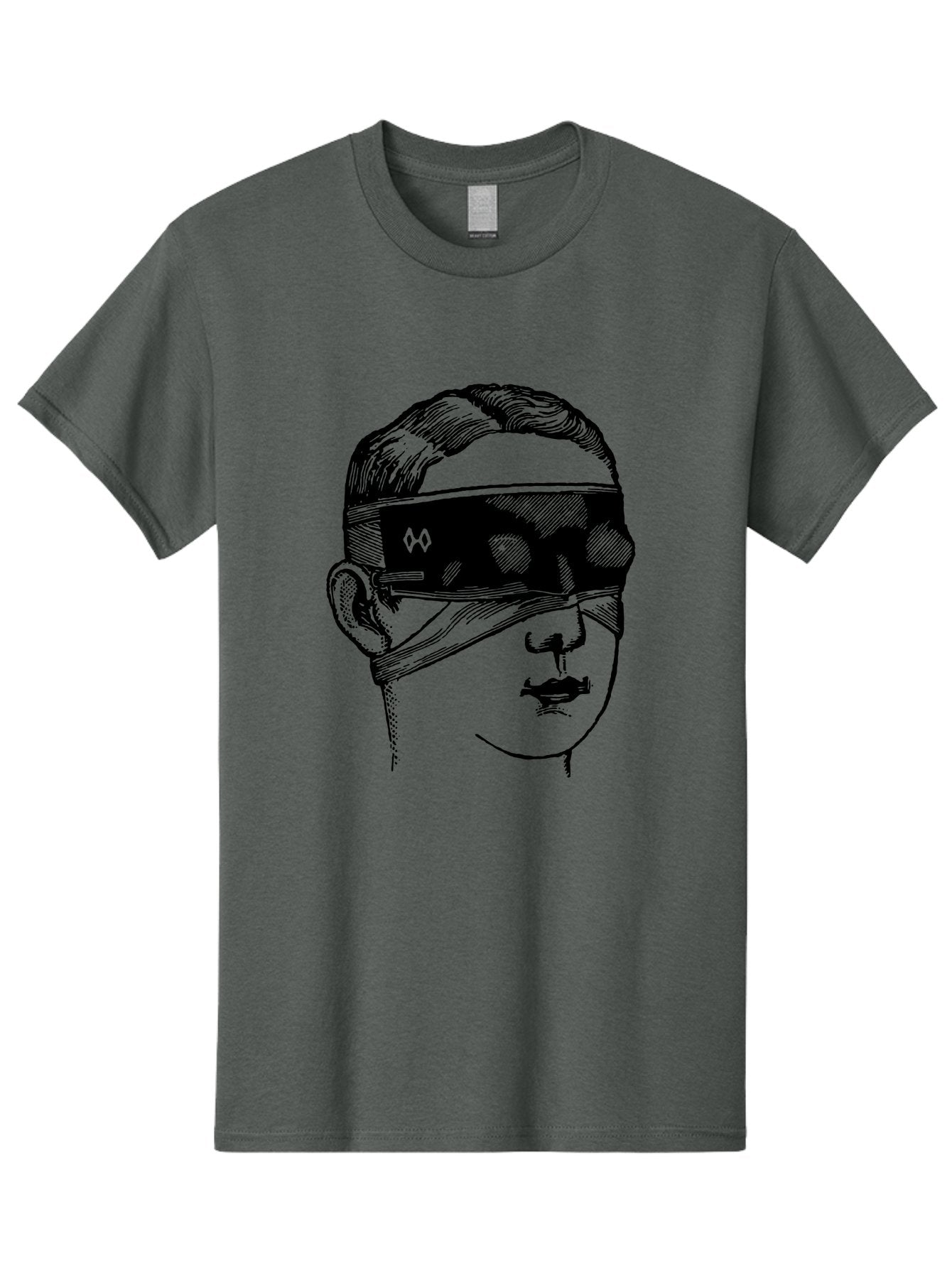 Head-Illustration Men'S Graphic Tee, 100% Cotton, Comfortable Casual Summer Wear, Machine Washable, Vr Headset, Futuristic Tech, Virtual Reality, Futuristic Illustration, Black And Green, Cyberpunk Style, Head Illustration, Sci-Fi Art, Aad608 5