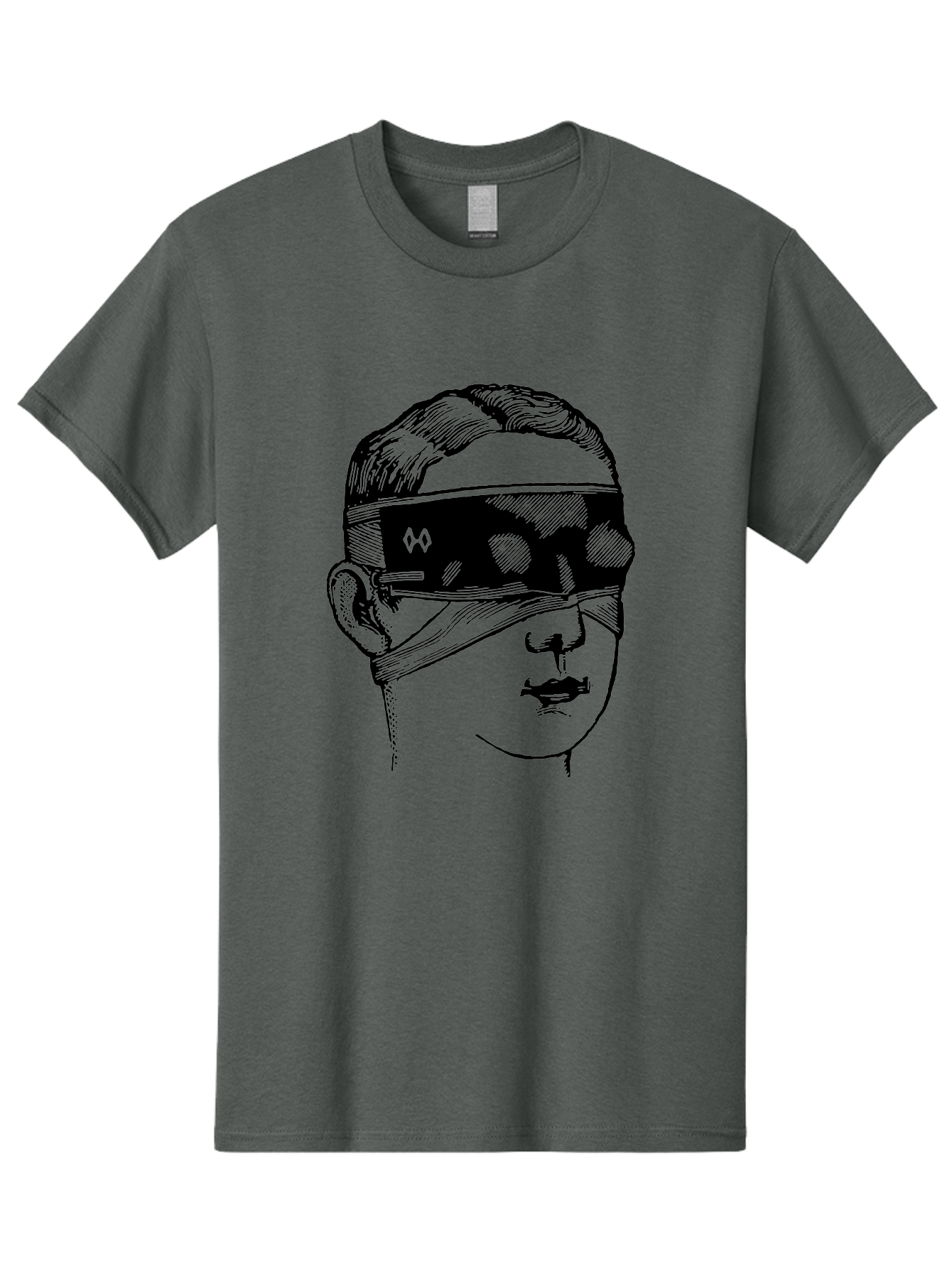 Head-Illustration Men'S Graphic Tee, 100% Cotton, Comfortable Casual Summer Wear, Machine Washable, Vr Headset, Futuristic Tech, Virtual Reality, Futuristic Illustration, Black And Green, Cyberpunk Style, Head Illustration, Sci-Fi Art, Aad608 15
