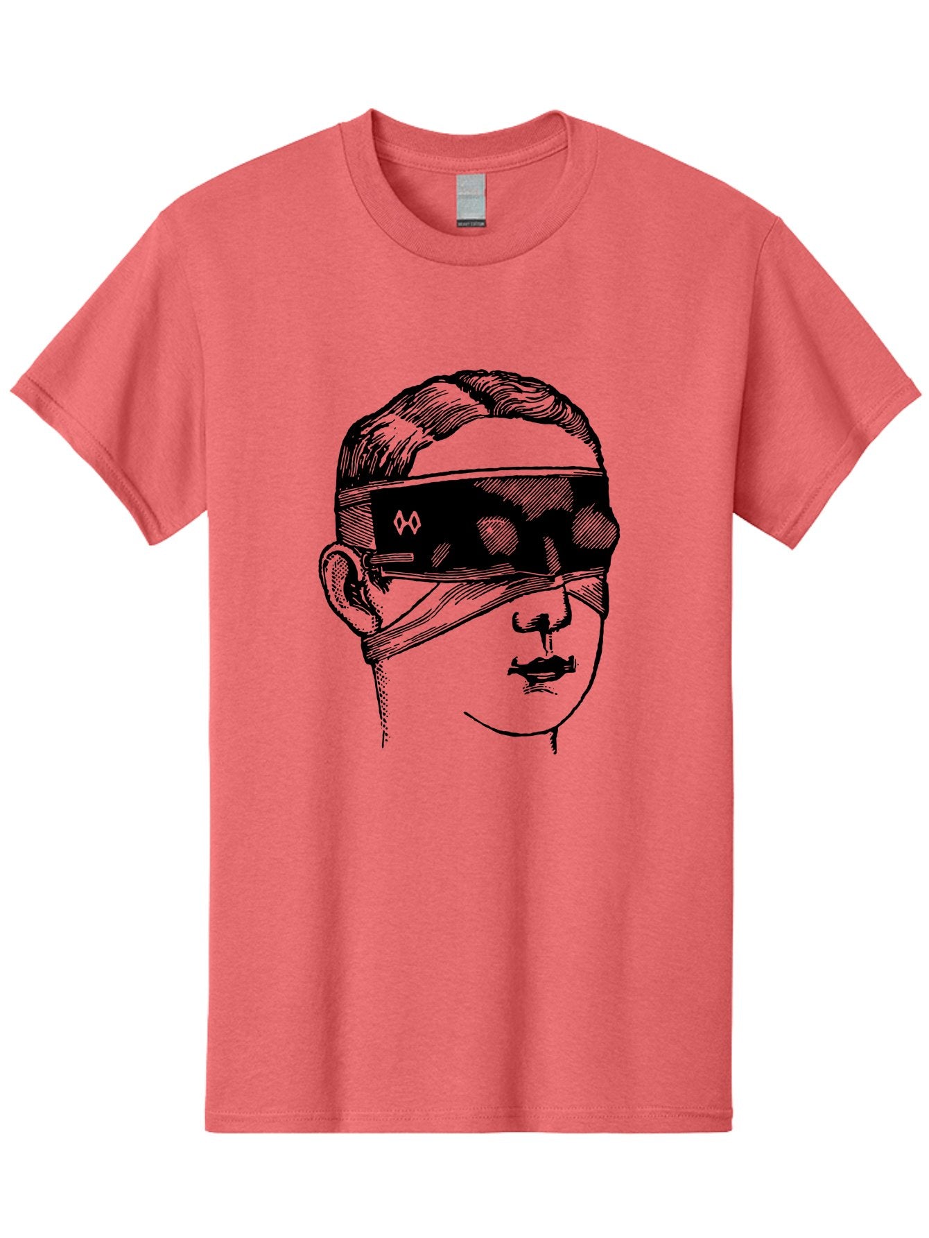 Head-Illustration Men'S Graphic Tee, 100% Cotton, Comfortable Casual Summer Wear, Machine Washable, Vr Headset, Futuristic Tech, Virtual Reality, Futuristic Illustration, Black And Green, Cyberpunk Style, Head Illustration, Sci-Fi Art, Aad608 3