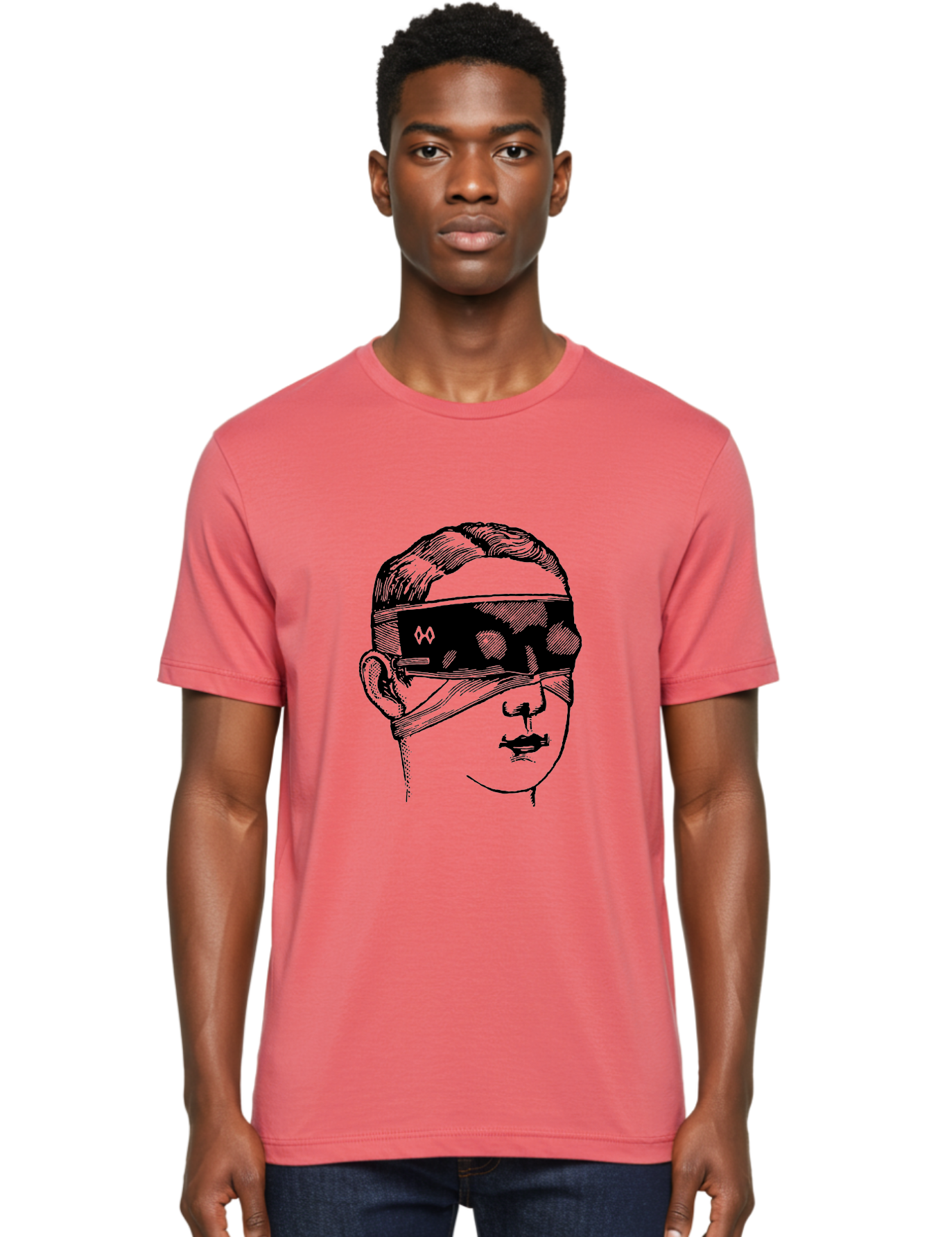 Head-Illustration Men'S Graphic Tee, 100% Cotton, Comfortable Casual Summer Wear, Machine Washable, Vr Headset, Futuristic Tech, Virtual Reality, Futuristic Illustration, Black And Green, Cyberpunk Style, Head Illustration, Sci-Fi Art, Aad608 18
