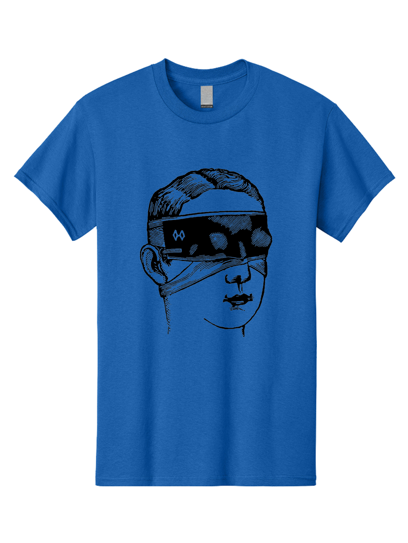Head-Illustration Men'S Graphic Tee, 100% Cotton, Comfortable Casual Summer Wear, Machine Washable, Vr Headset, Futuristic Tech, Virtual Reality, Futuristic Illustration, Black And Green, Cyberpunk Style, Head Illustration, Sci-Fi Art, Aad608