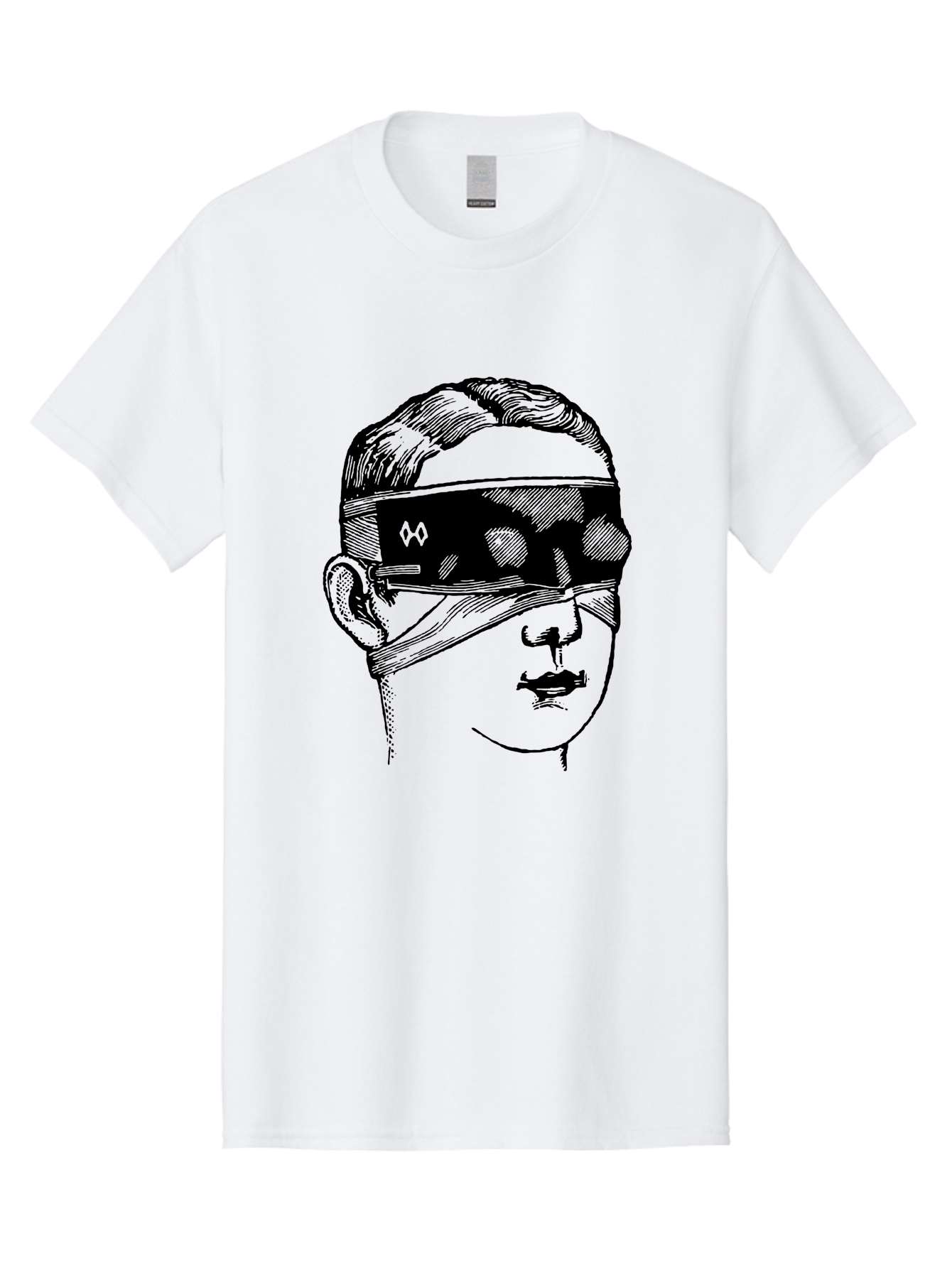 Head-Illustration Men'S Graphic Tee, 100% Cotton, Comfortable Casual Summer Wear, Machine Washable, Vr Headset, Futuristic Tech, Virtual Reality, Futuristic Illustration, Black And Green, Cyberpunk Style, Head Illustration, Sci-Fi Art, Aad608 25