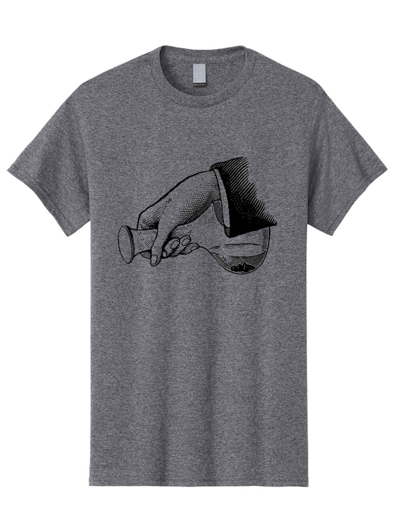 Hourglass Men'S Graphic Tee, 100% Cotton, Comfortable Casual Summer Wear, Machine Washable, Hand Holding Flask, Glass Container, Liquid Pouring, Scientific Experiment, Laboratory Equipment, Chemistry, Vintage Illustration, Aad610 6