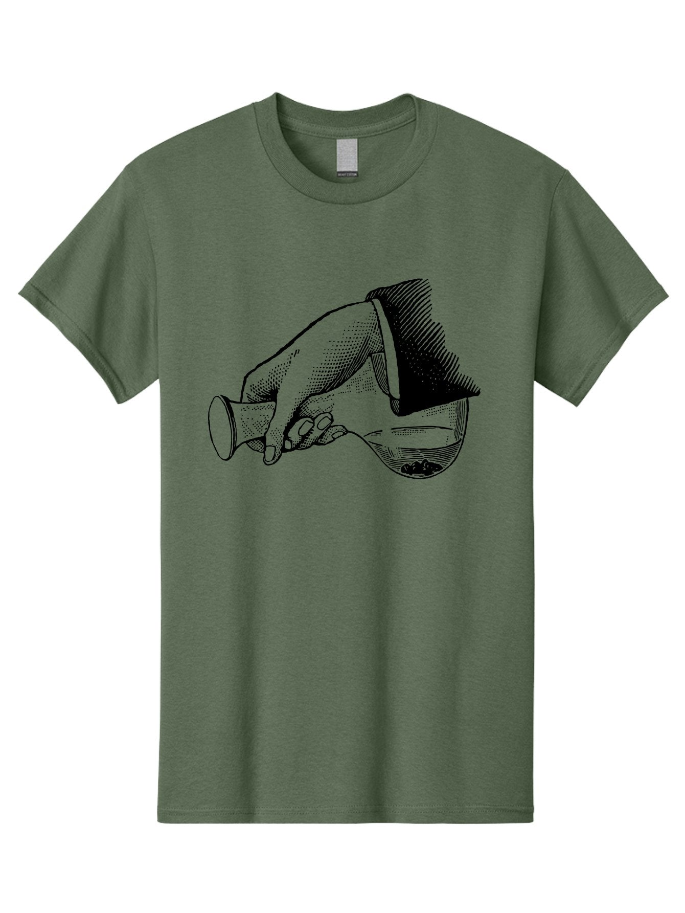 Hourglass Men'S Graphic Tee, 100% Cotton, Comfortable Casual Summer Wear, Machine Washable, Hand Holding Flask, Glass Container, Liquid Pouring, Scientific Experiment, Laboratory Equipment, Chemistry, Vintage Illustration, Aad610 5