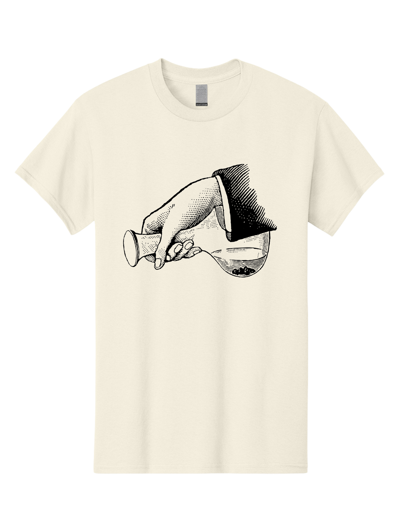 Hourglass Men'S Graphic Tee, 100% Cotton, Comfortable Casual Summer Wear, Machine Washable, Hand Holding Flask, Glass Container, Liquid Pouring, Scientific Experiment, Laboratory Equipment, Chemistry, Vintage Illustration, Aad610