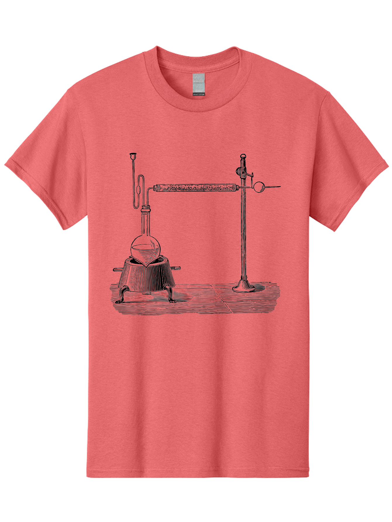 Laboratory-Distillation-Apparatus-1 Men'S Graphic Tee, 100% Cotton, Comfortable Casual Summer Wear, Machine Washable, Distillation Equipment, Laboratory Setup, Scientific Apparatus, Chemistry Experiment, Glassware, Vintage Illustration, Aad613