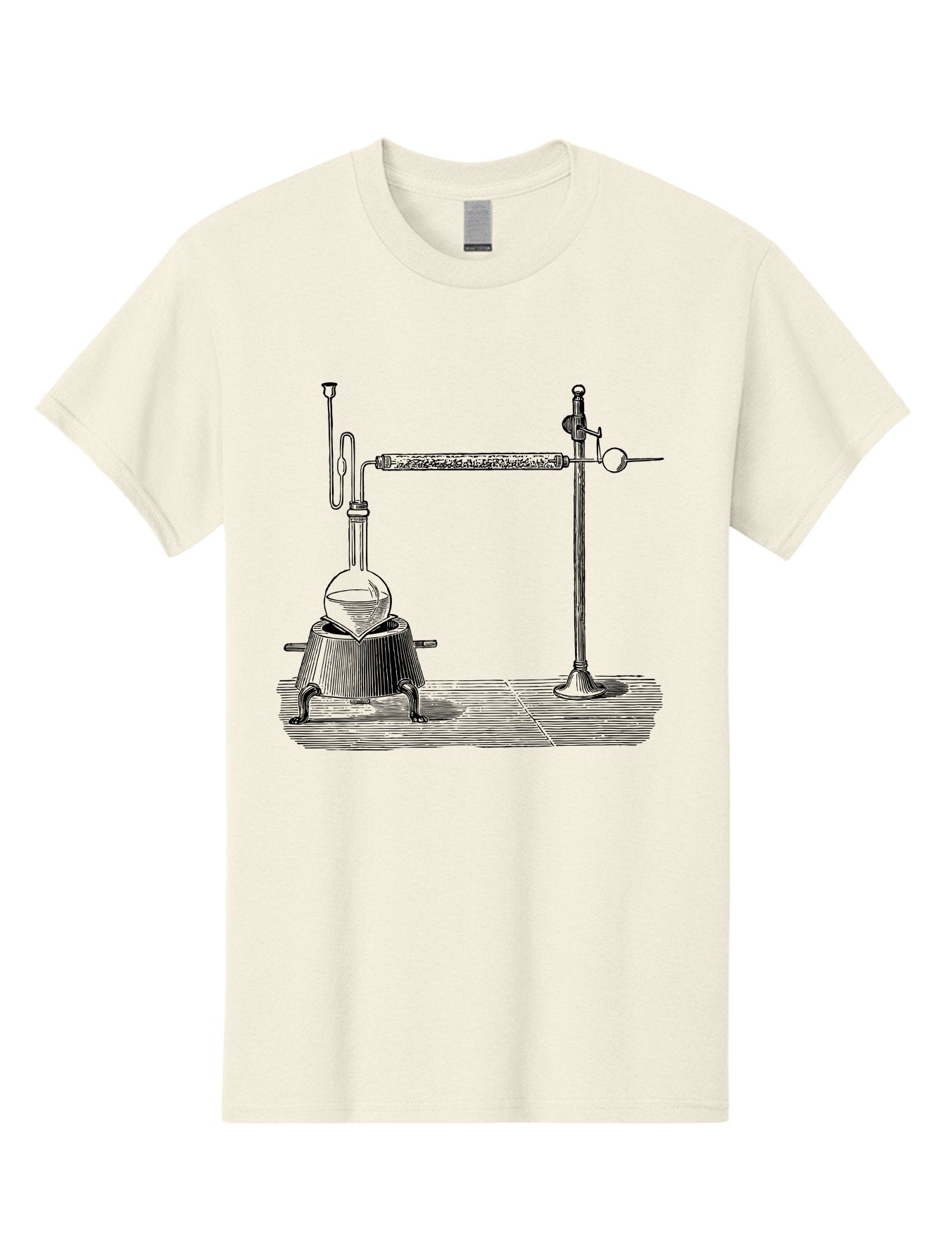 Laboratory-Distillation-Apparatus-1 Men'S Graphic Tee, 100% Cotton, Comfortable Casual Summer Wear, Machine Washable, Distillation Equipment, Laboratory Setup, Scientific Apparatus, Chemistry Experiment, Glassware, Vintage Illustration, Aad613 13