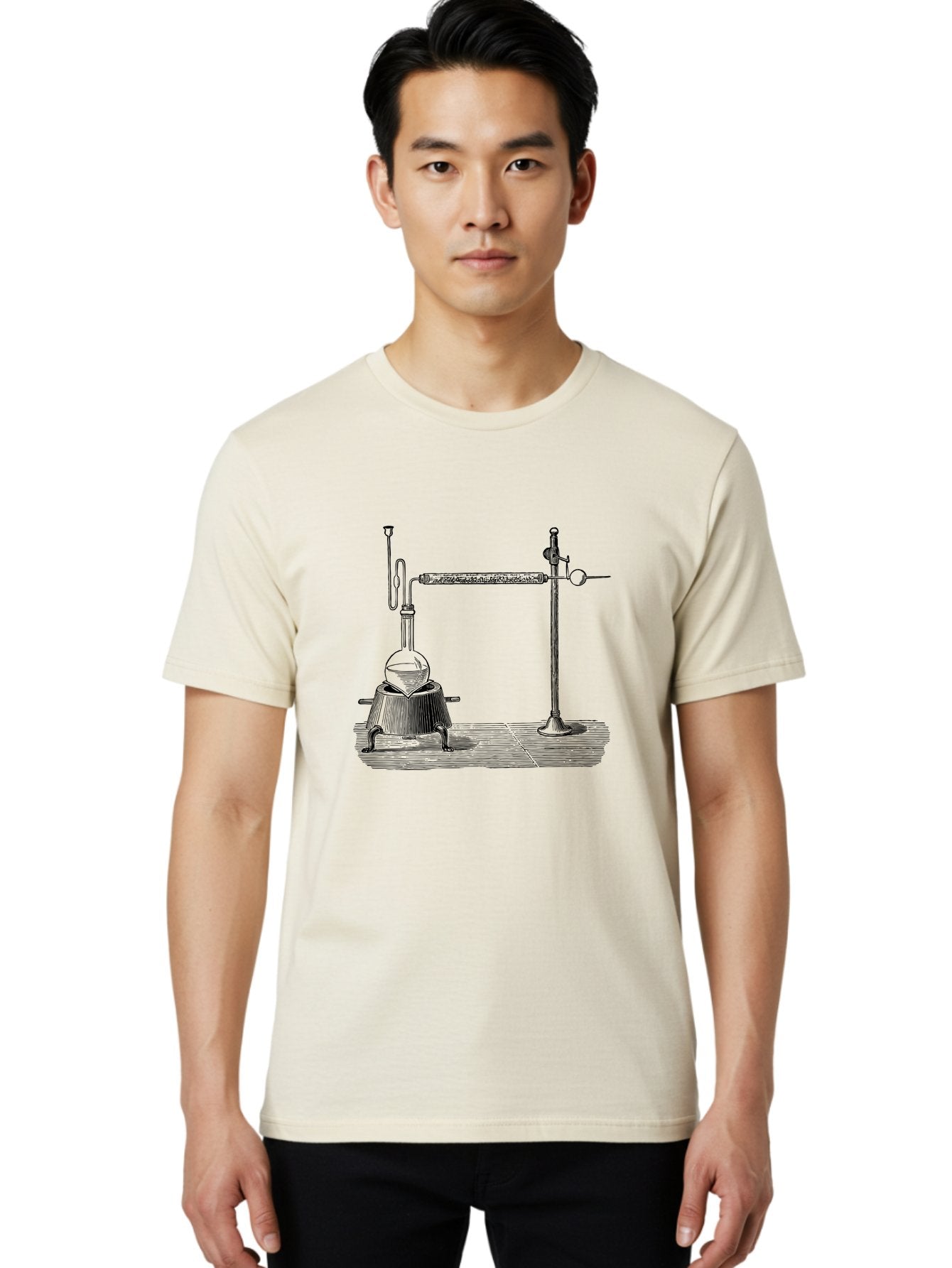 Laboratory-Distillation-Apparatus-1 Men'S Graphic Tee, 100% Cotton, Comfortable Casual Summer Wear, Machine Washable, Distillation Equipment, Laboratory Setup, Scientific Apparatus, Chemistry Experiment, Glassware, Vintage Illustration, Aad613 20