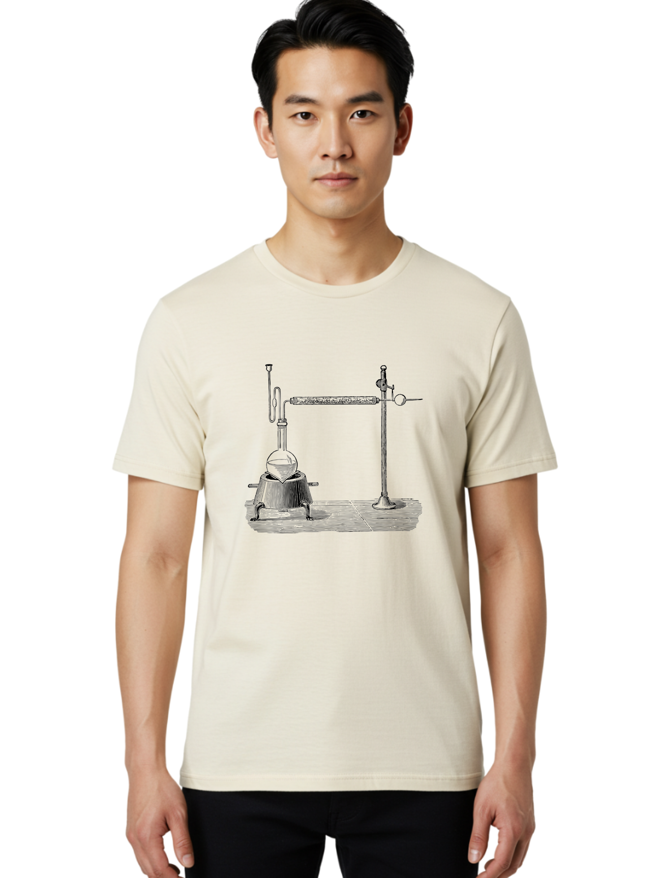 Laboratory-Distillation-Apparatus-1 Men'S Graphic Tee, 100% Cotton, Comfortable Casual Summer Wear, Machine Washable, Distillation Equipment, Laboratory Setup, Scientific Apparatus, Chemistry Experiment, Glassware, Vintage Illustration, Aad613 30