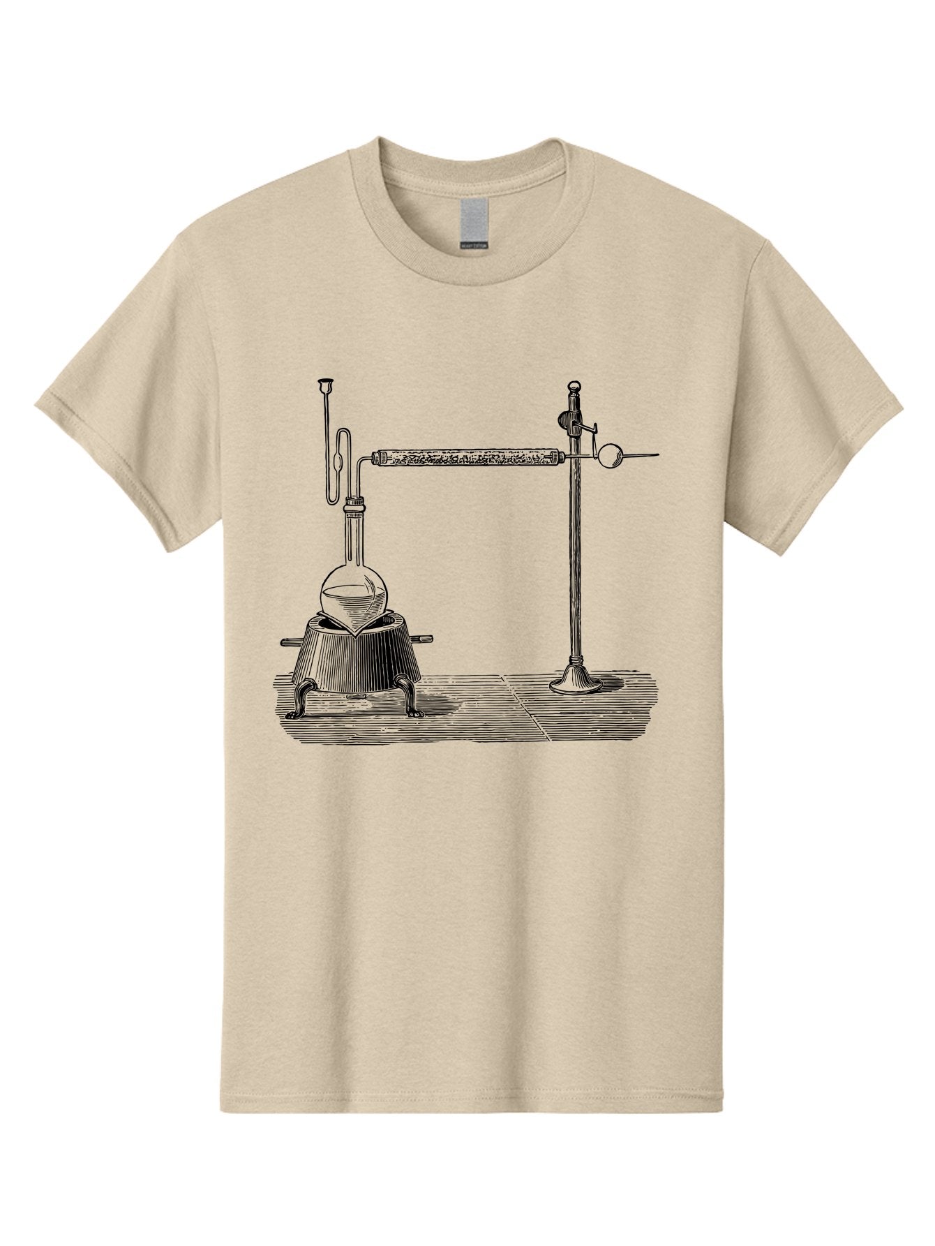Laboratory-Distillation-Apparatus-1 Men'S Graphic Tee, 100% Cotton, Comfortable Casual Summer Wear, Machine Washable, Distillation Equipment, Laboratory Setup, Scientific Apparatus, Chemistry Experiment, Glassware, Vintage Illustration, Aad613 14