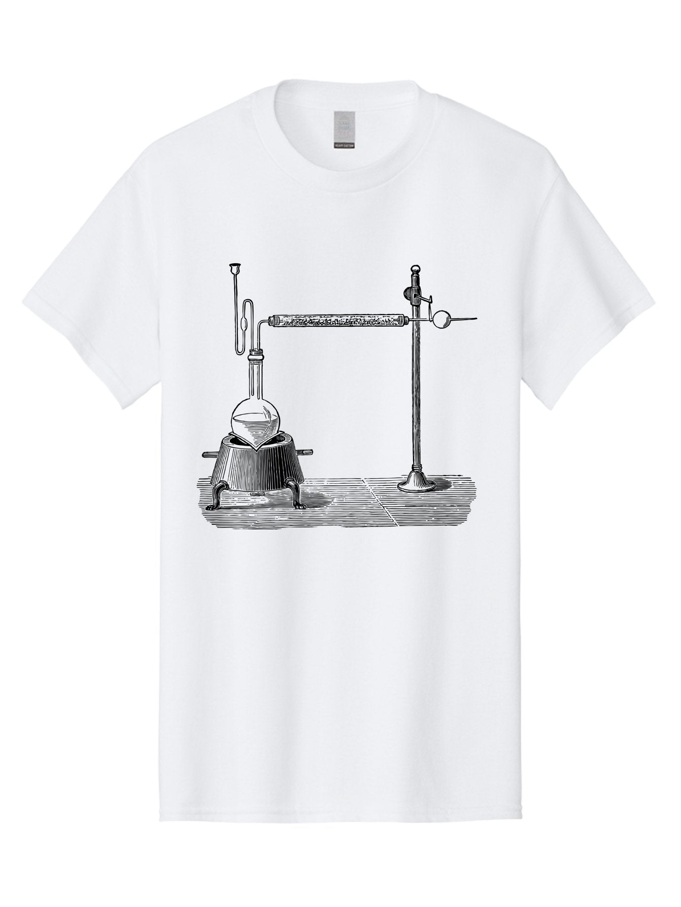 Laboratory-Distillation-Apparatus-1 Men'S Graphic Tee, 100% Cotton, Comfortable Casual Summer Wear, Machine Washable, Distillation Equipment, Laboratory Setup, Scientific Apparatus, Chemistry Experiment, Glassware, Vintage Illustration, Aad613 10