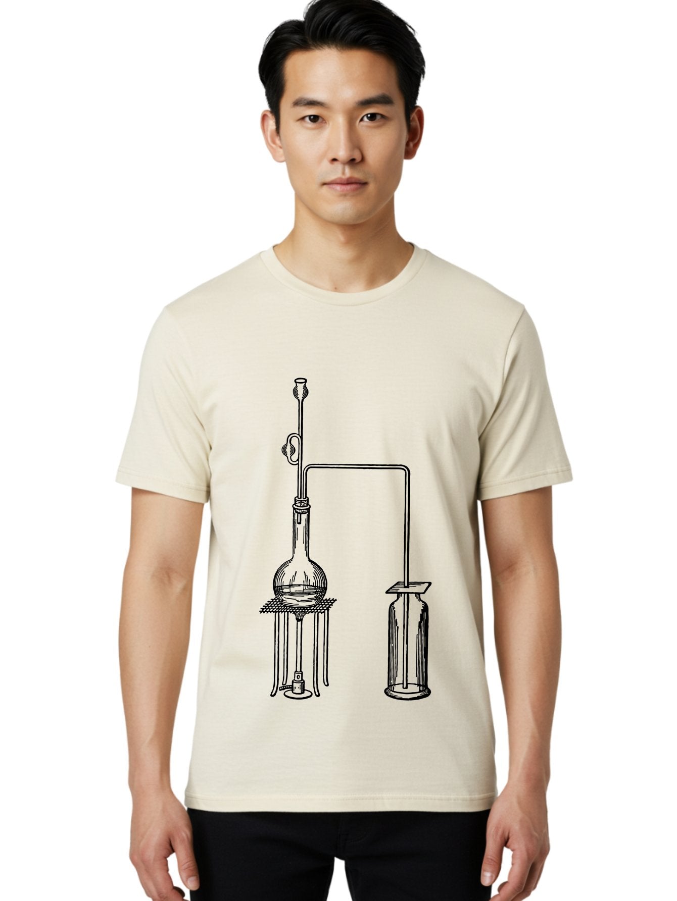 Laboratory-Equipment-2 Men'S Graphic Tee, 100% Cotton, Comfortable Casual Summer Wear, Machine Washable, Laboratory Equipment, Scientific Apparatus, Chemistry Experiment, Distillation Setup, Glassware, Vintage Illustration, Aad616 23