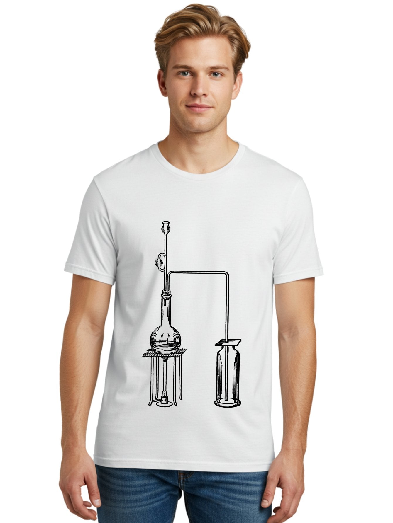 Laboratory-Equipment-2 Men'S Graphic Tee, 100% Cotton, Comfortable Casual Summer Wear, Machine Washable, Laboratory Equipment, Scientific Apparatus, Chemistry Experiment, Distillation Setup, Glassware, Vintage Illustration, Aad616 20